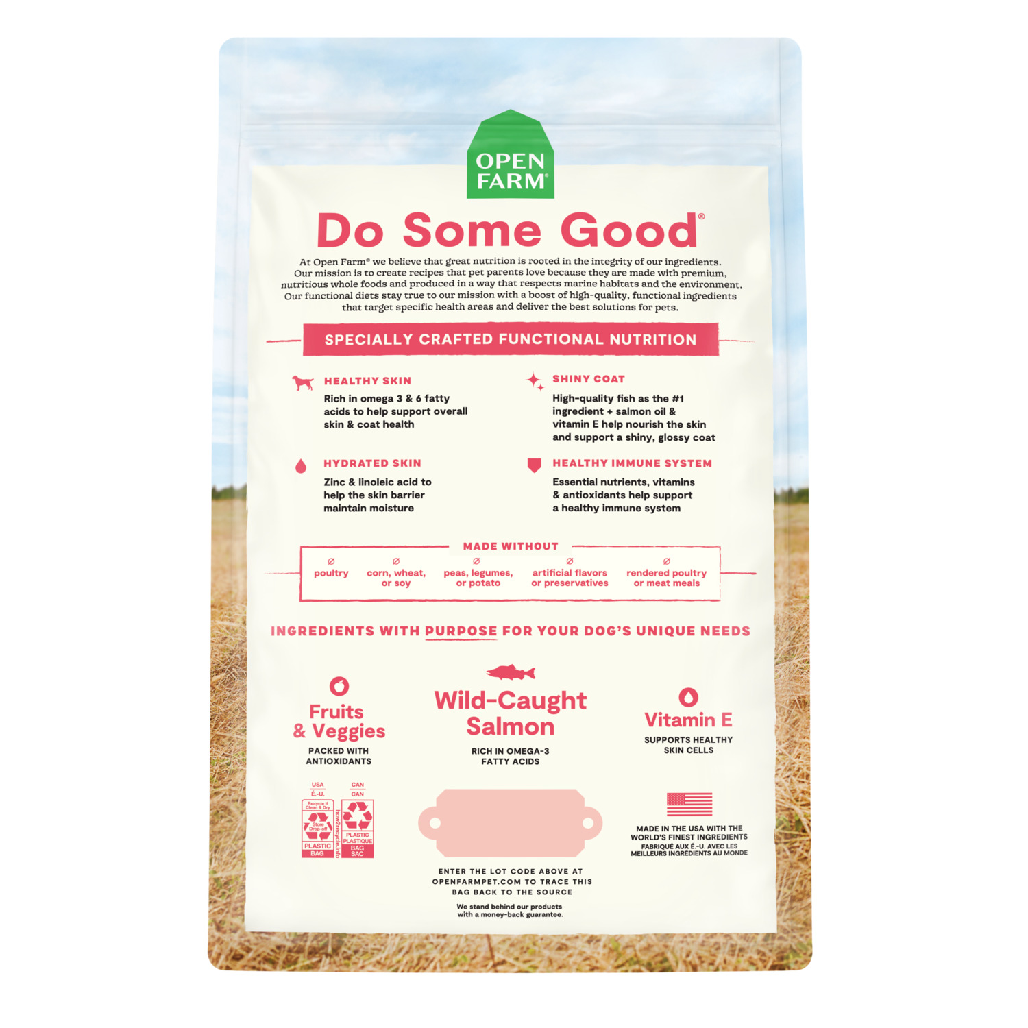 Open Farm Skin & Coat Health, Wild-Caught Salmon & Oatmeal Recipe Dry Dog Food, 22Lb