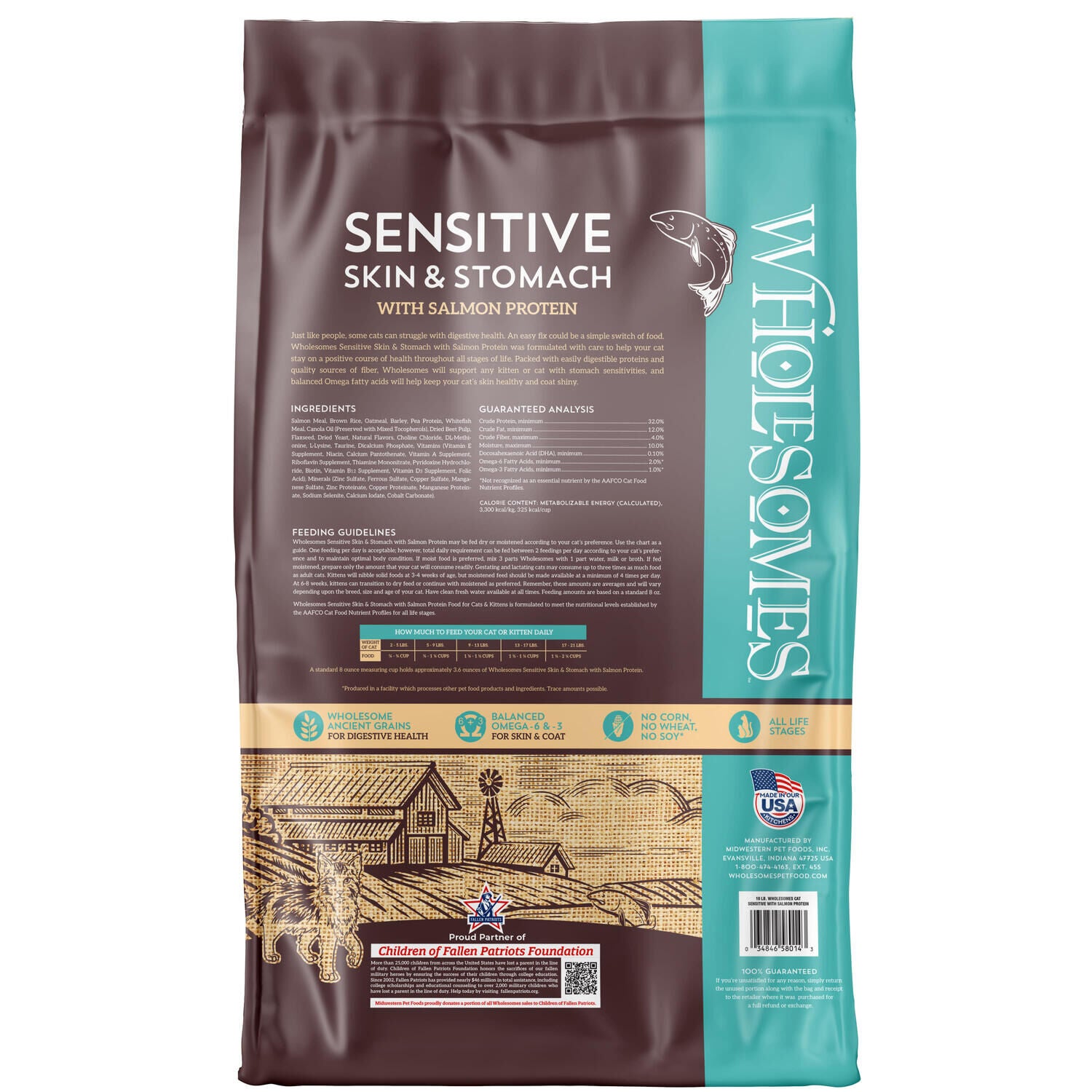 Wholesomes Sensitive Skin & Stomach With Salmon Protein Dry Cat Food, 10-Lb