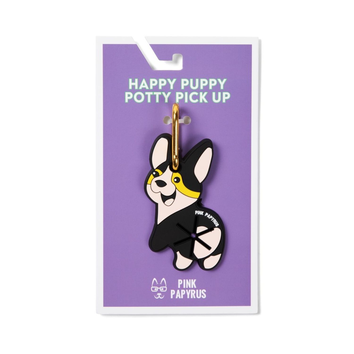Pink Papyrus Happy Puppy Potty Pick Up Poop Bag Holder Dog Leash Attachment