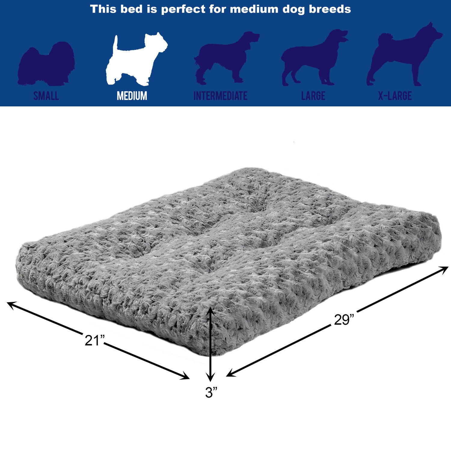 Midwest Quiet Time Ombre Gray Swirl Fur Dog Bed, 48"