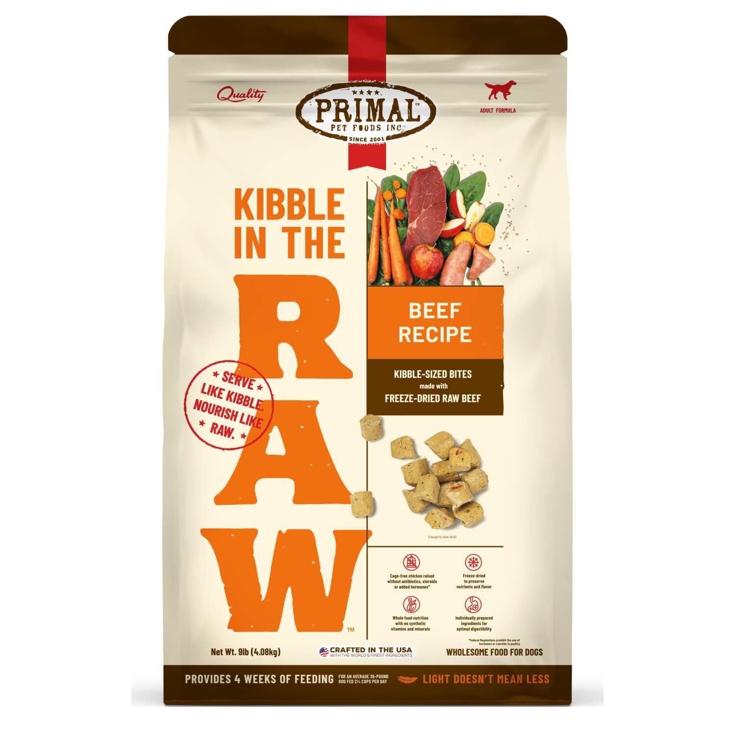 Primal Kibble In The Raw Beef Recipe Freeze Dried Dog Food