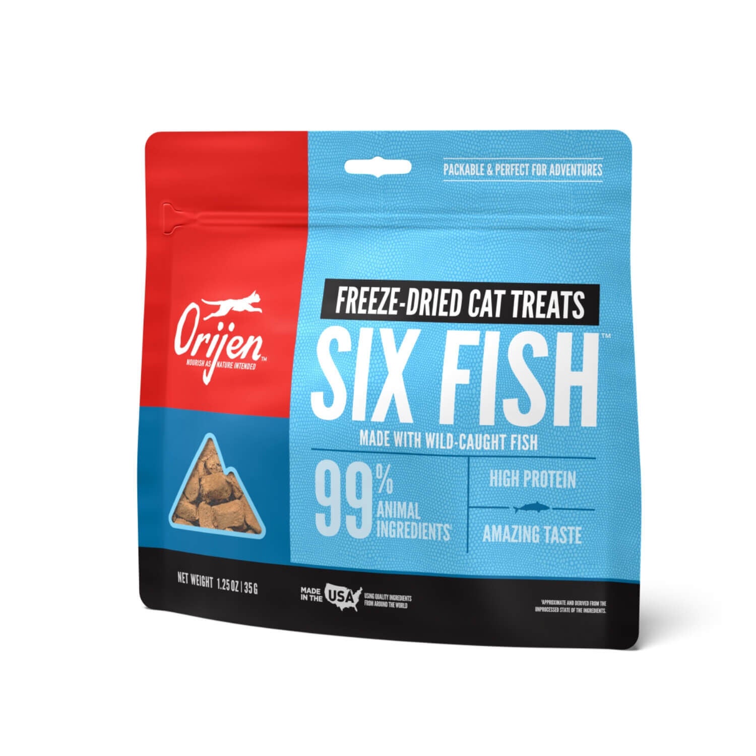 Orijen Freeze Dried Cat Treats, Grain Free, Natural & Raw Animal Ingredients, Six Fish Flavor, 1.25 Oz