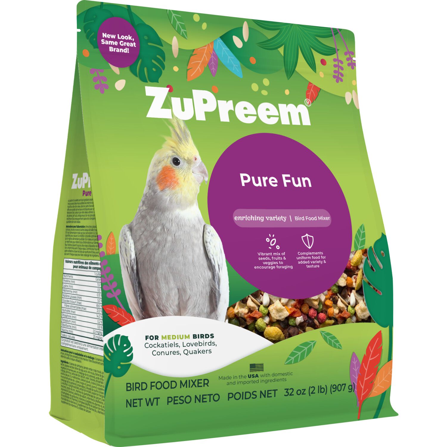 Zupreem Pure Fun For Medium Birds Bird Food, 2-Lb