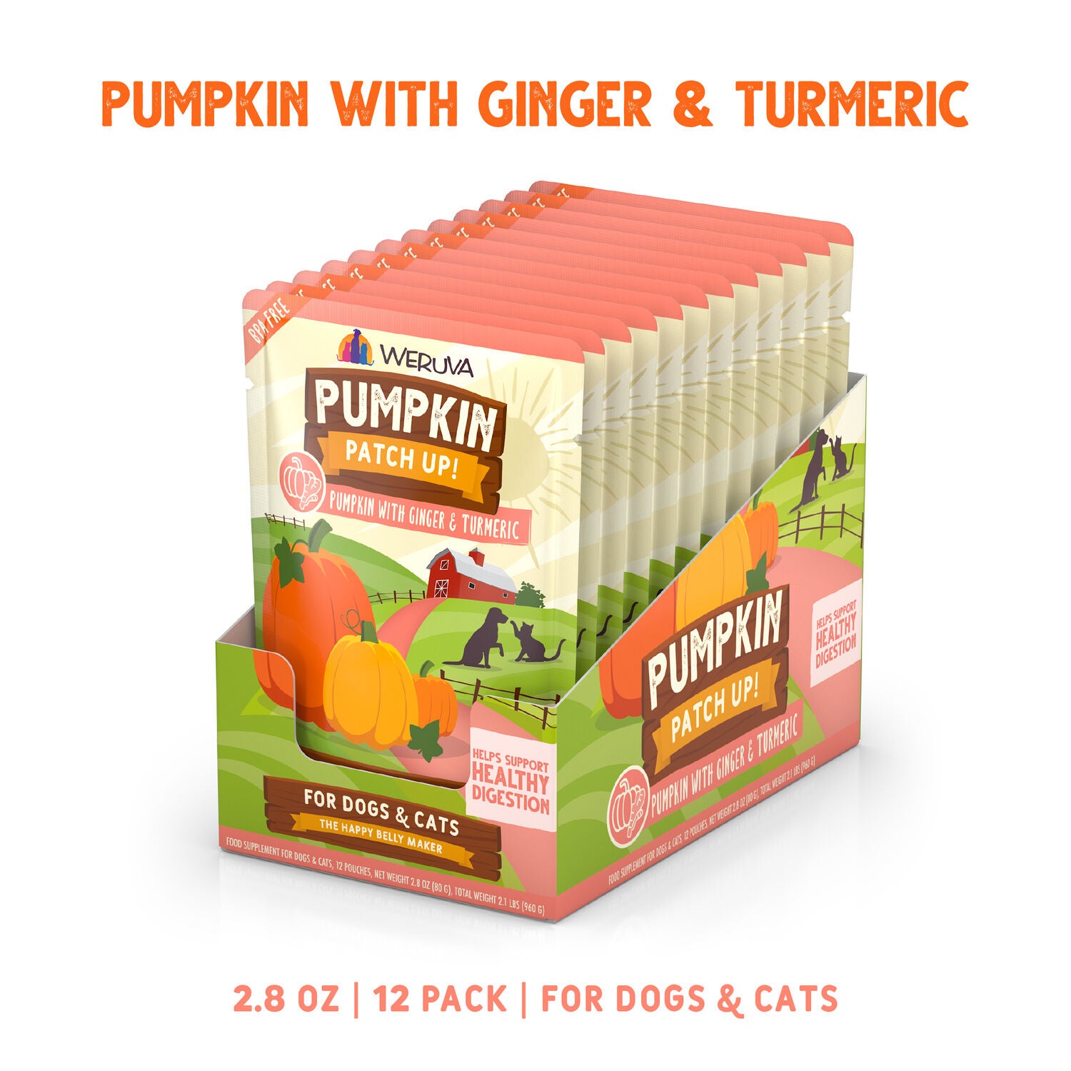 Weruva Pumpkin Patch Up Pumpkin With Ginger & Turmeric Wet Dog & Cat Food Topper, 2.8-Oz Pack Of 12