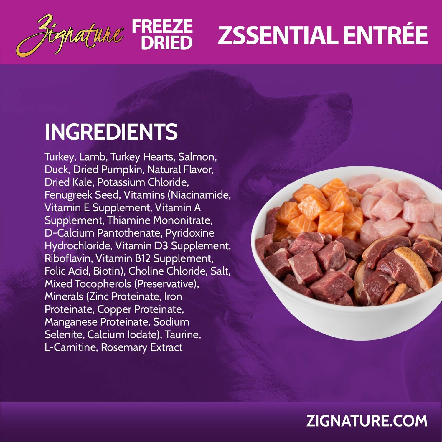 Zignature Grain-Free Zssential Entr&eacute;e Freeze-Dried Dog Food, 25-Oz Bag