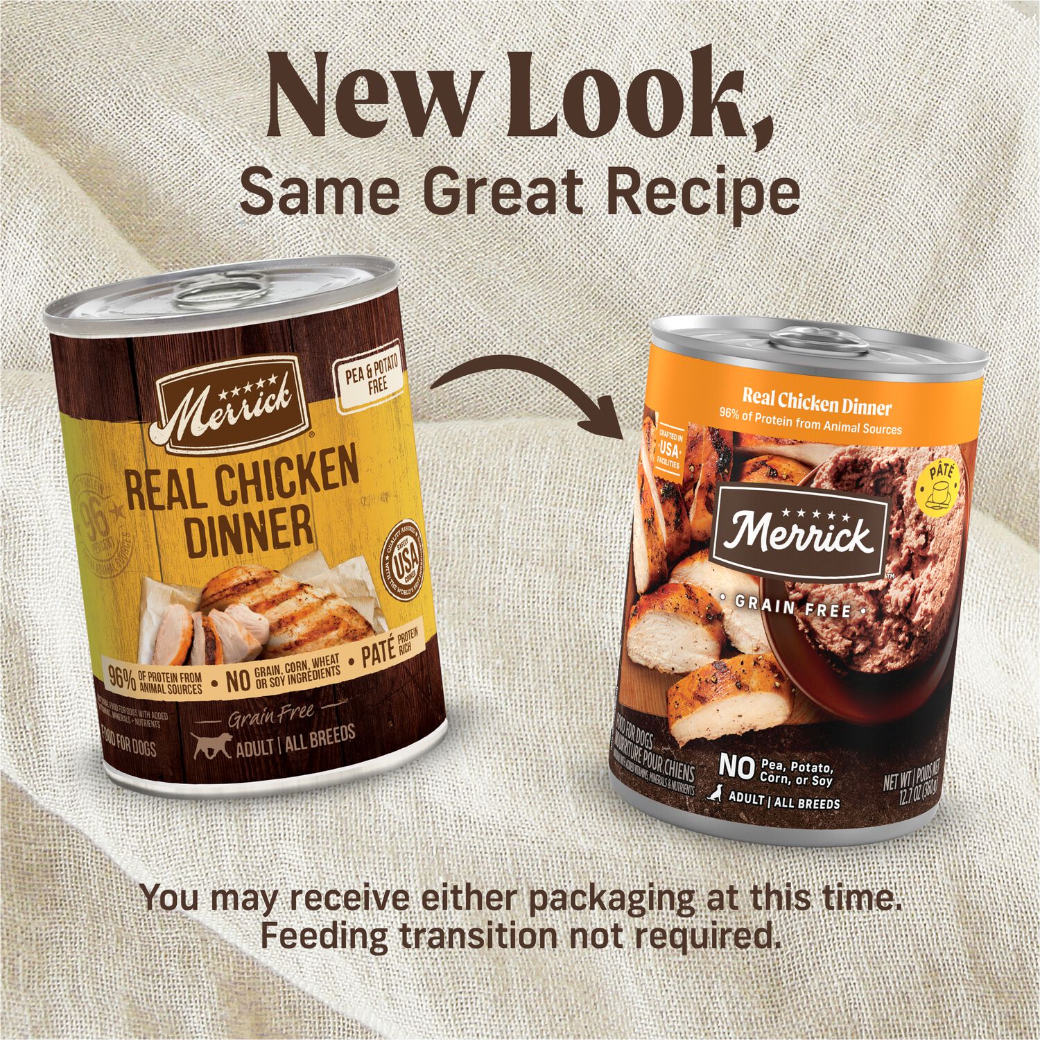 Merrick Grain-Free Premium And Natural Canned Soft And Healthy Wet Dog Food, Real Chicken Dinner Recipe, 12.7-Oz Pack Of 12