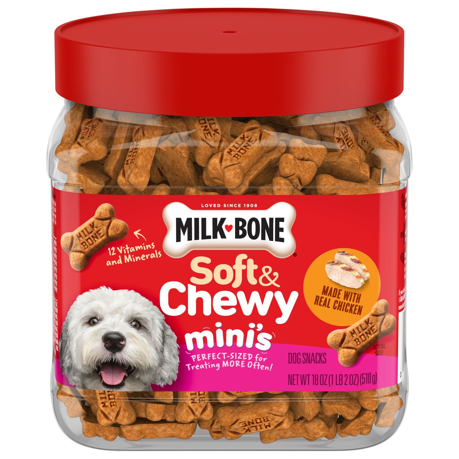 Milk-Bone Soft & Chewy Mini&rsquo;S Chicken Dog Treats, 18-Oz Canister