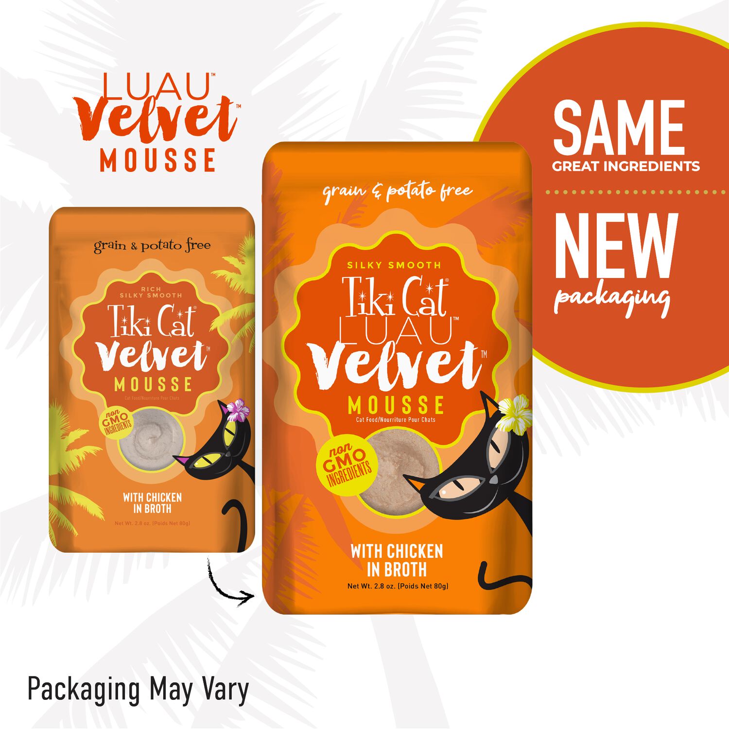Tiki Cat Luau Velvet Mousse Wet Cat Food, Chicken, 2.8-Oz Pouch 12-Count