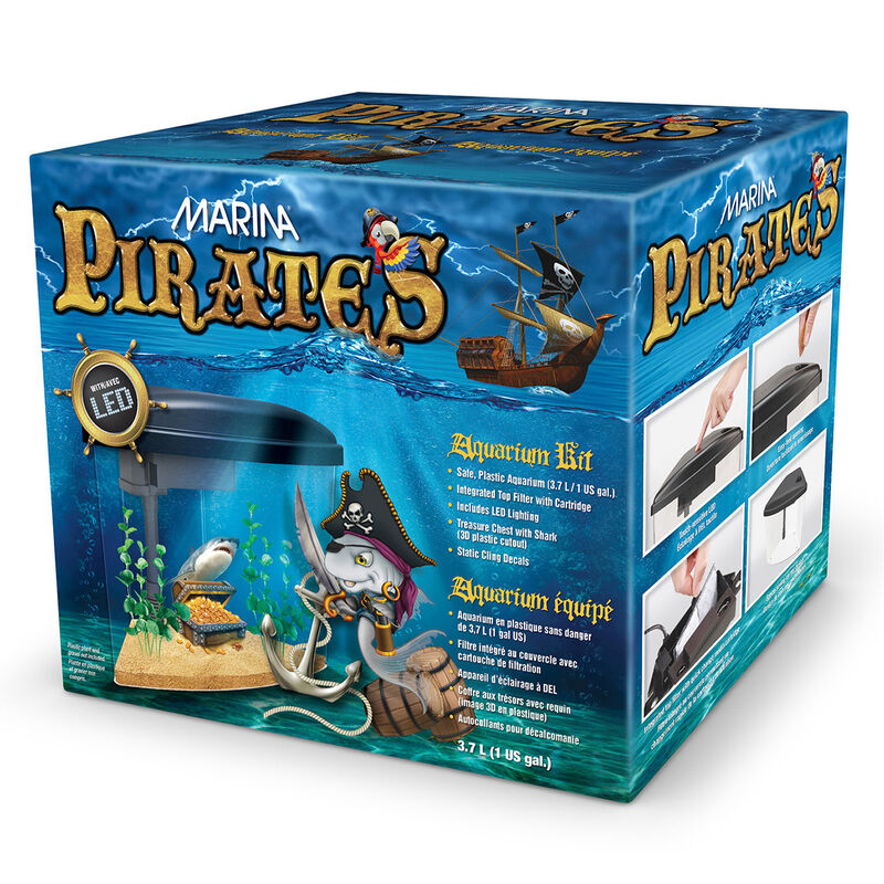 Pirate Desktop Aquarium Kit 1 Gal - Black image number 1