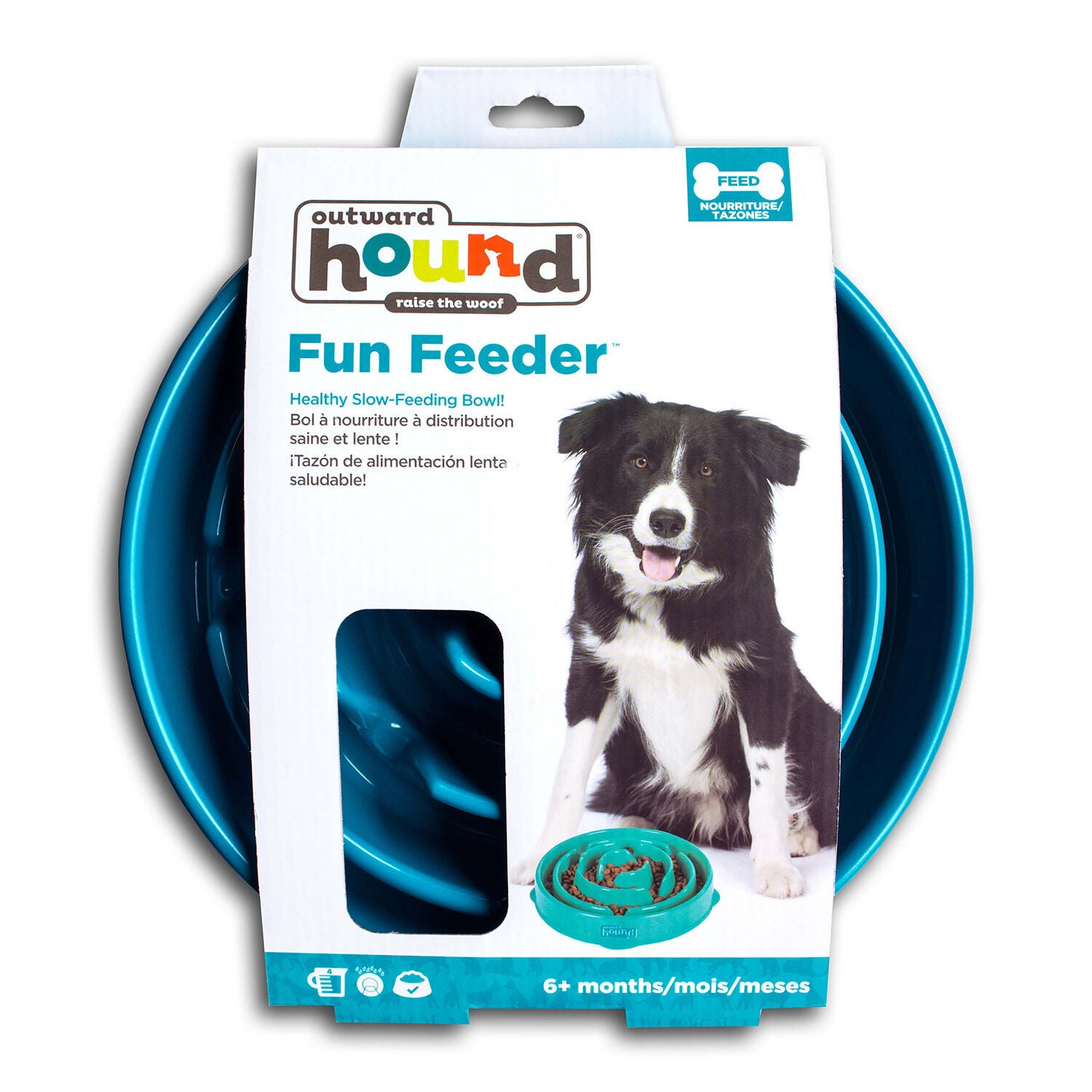 Outward Hound Slo-Bowl Slow Feeder Bowl, Teal