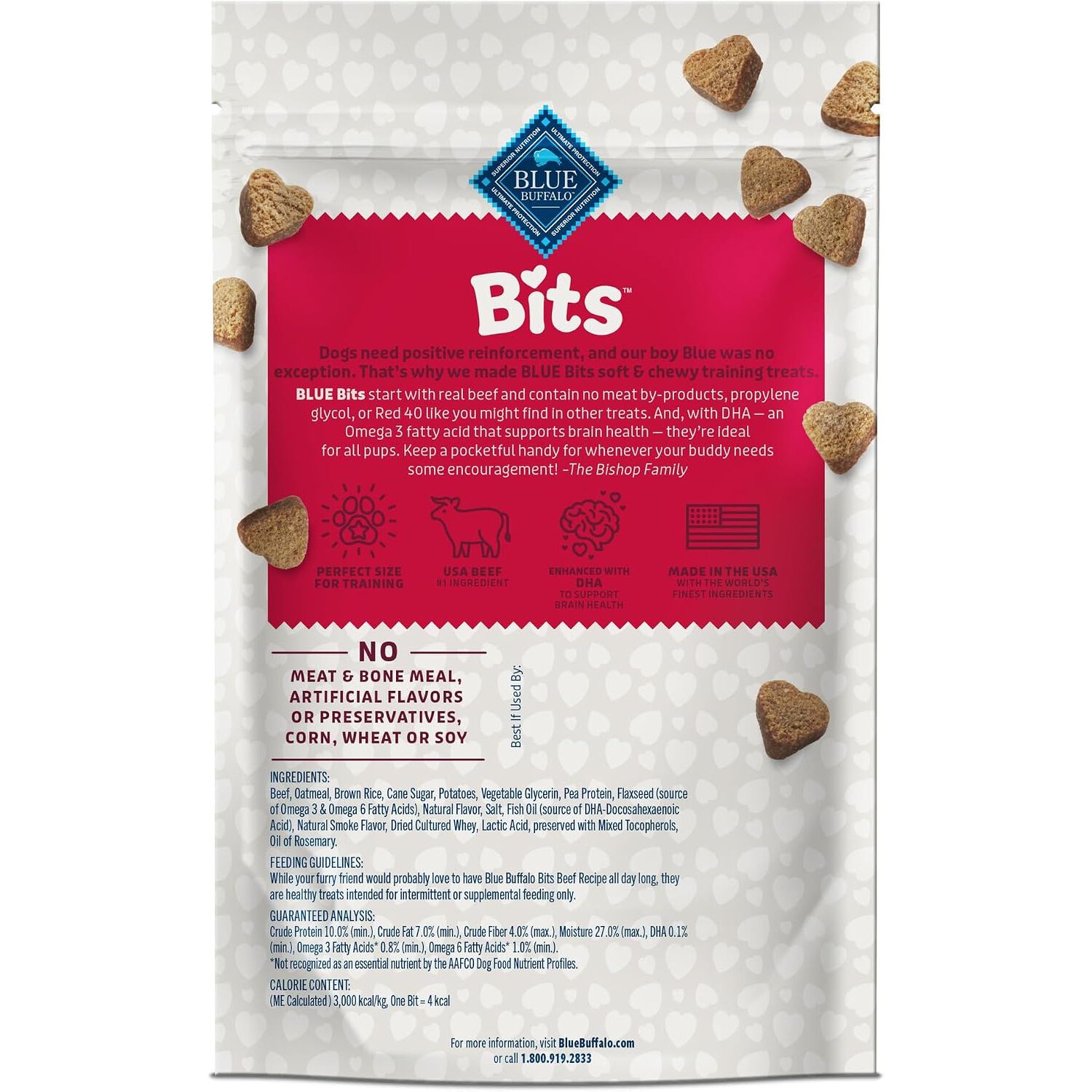 Blue Buffalo Blue Bits Tender Beef Recipe Dog Treat, 4-Oz