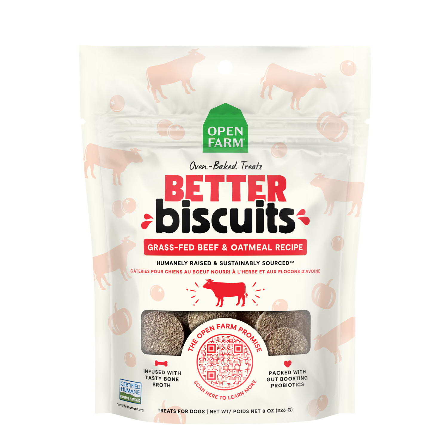 Open Farm Better Biscuits Grass-Fed Beef & Oatmeal Recipe Dog Treats