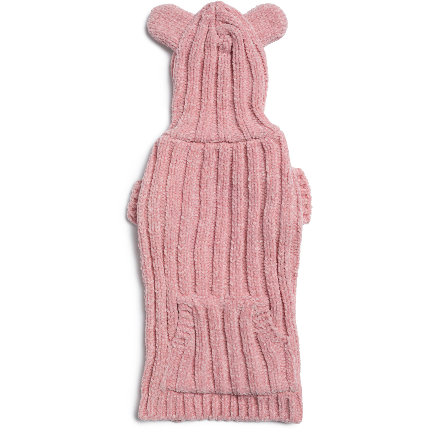 Fabdog Pink Teddy Bear Chenille Hooded Dog Sweater, Extra Small