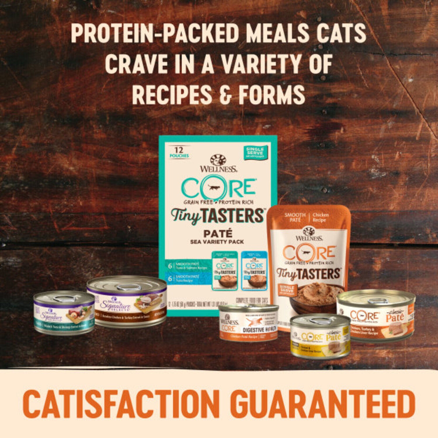Wellness Core Signature Selects Flaked Adult Wet Cat Food, Natural, Protein-Rich, Grain-Free, Seafood Variety Pack, 2.8-Oz 8-Pack