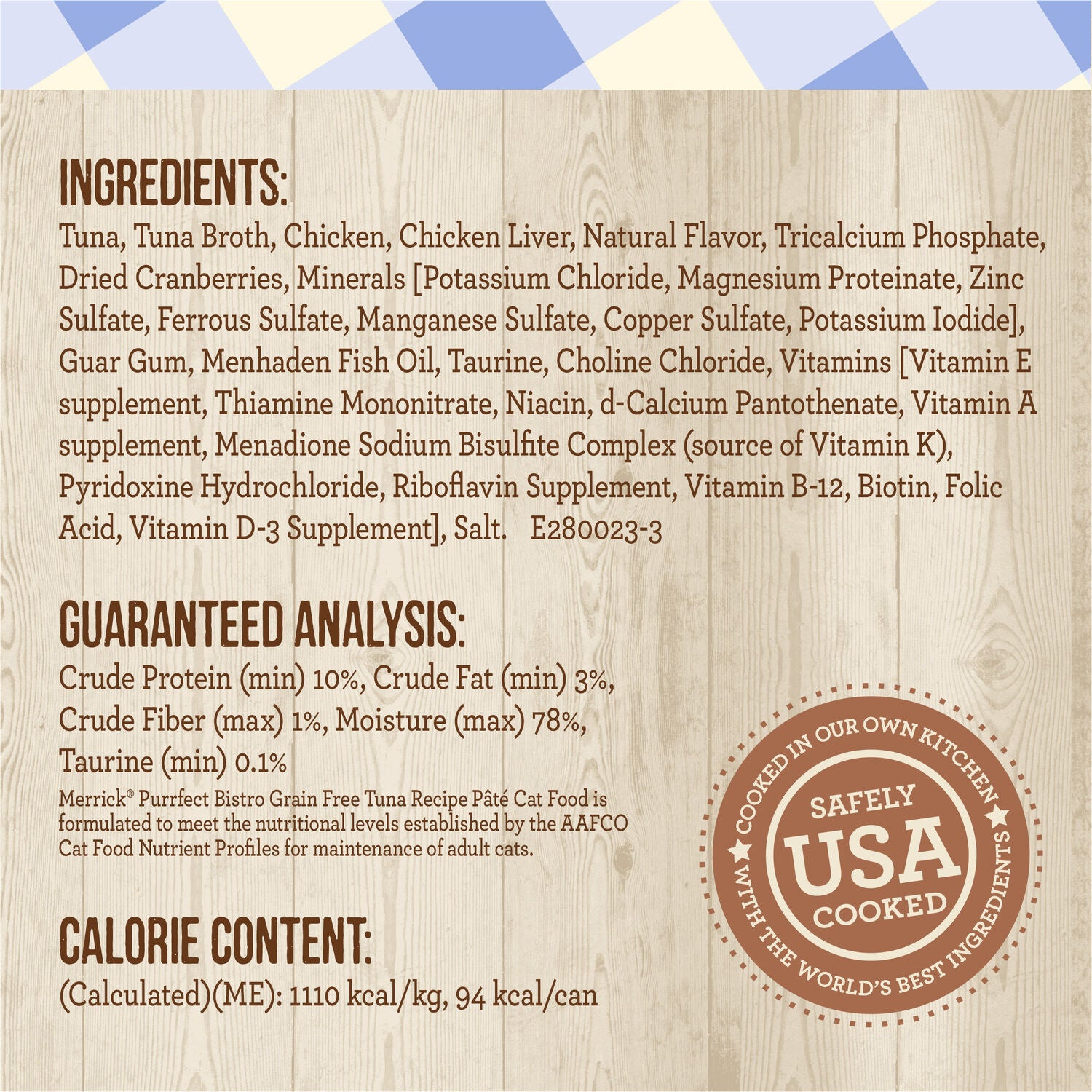 Merrick Purrfect Bistro Grain-Free Premium Soft Canned Pate Adult Wet Cat Food, High Protein Tuna Recipe, 3-Oz Can