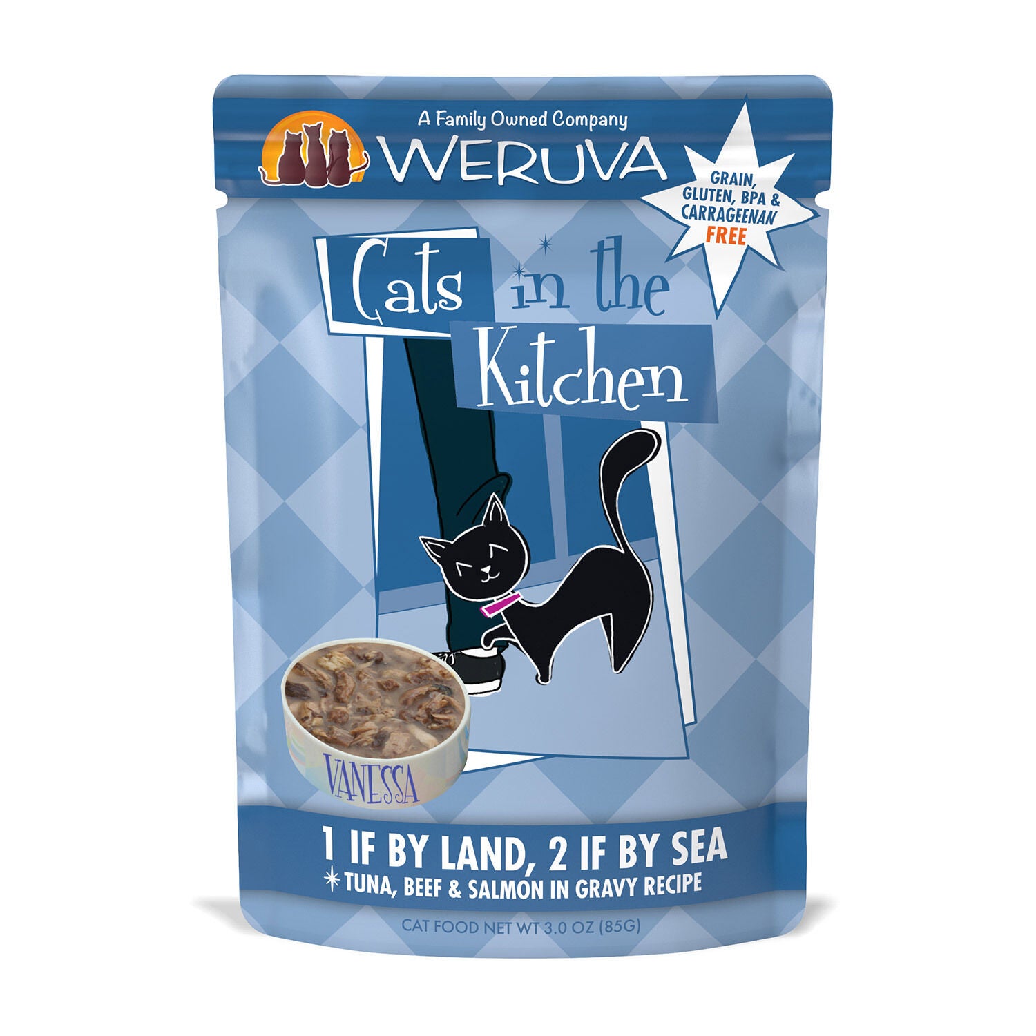 Weruva Cats In The Kitchen 1 If By Land, 2 If By Sea Tuna, Beef & Salmon In Gravy Cat Food