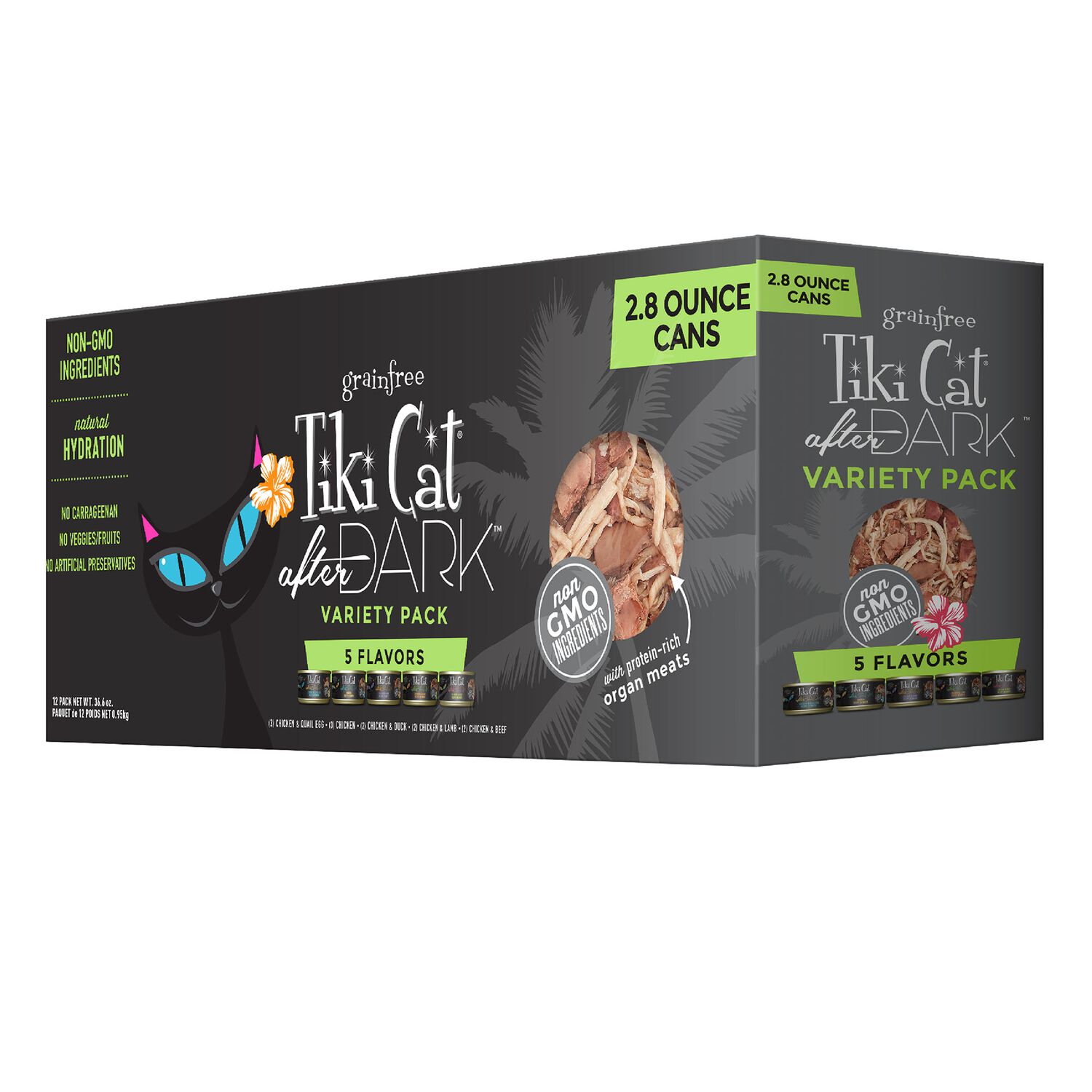 Tiki Cat After Dark Whole Foods Wet Cat Food, Variety Pack, 2.8-Oz Can 12-Count