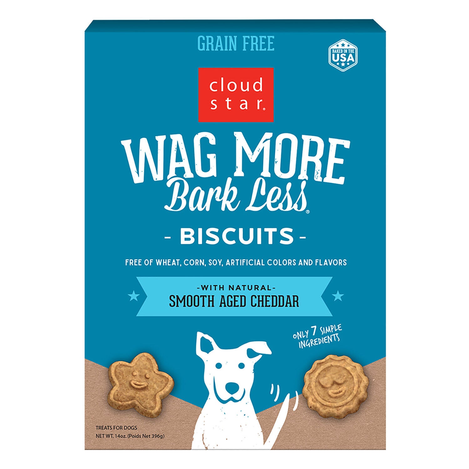 Cloud Star Wag More Bark Less Oven Baked Gain Free Smooth Aged Cheddar Dog Treats