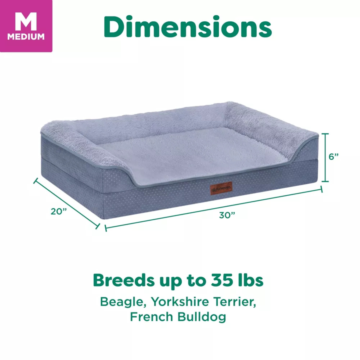 Furhaven Plush & Embossed Velvet Dreamer Sofa Orthopedic Foam Dog Bed, Steel Blue, Large