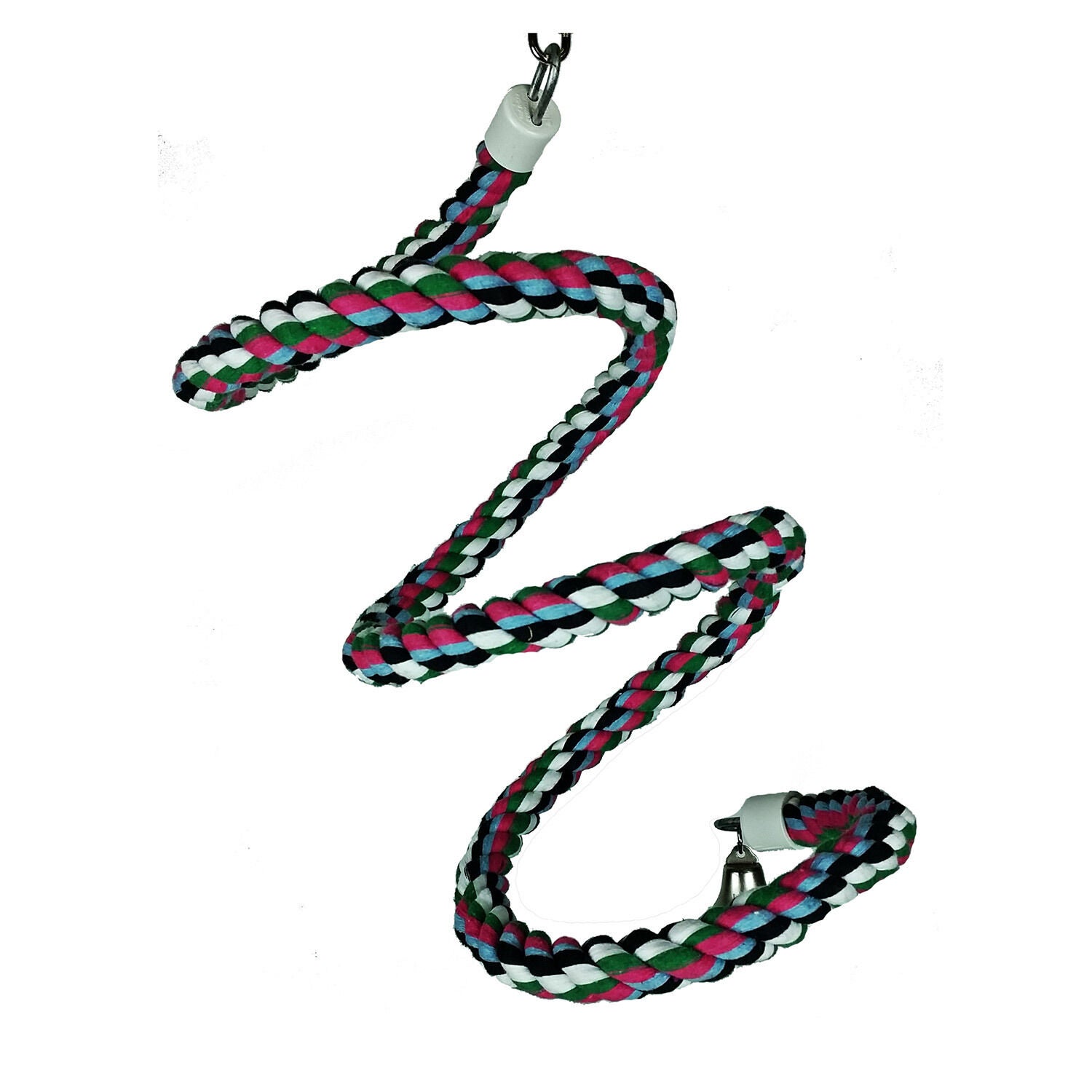 Happy Beaks Rainbow Cotton Rope Boing With Bell For Birds