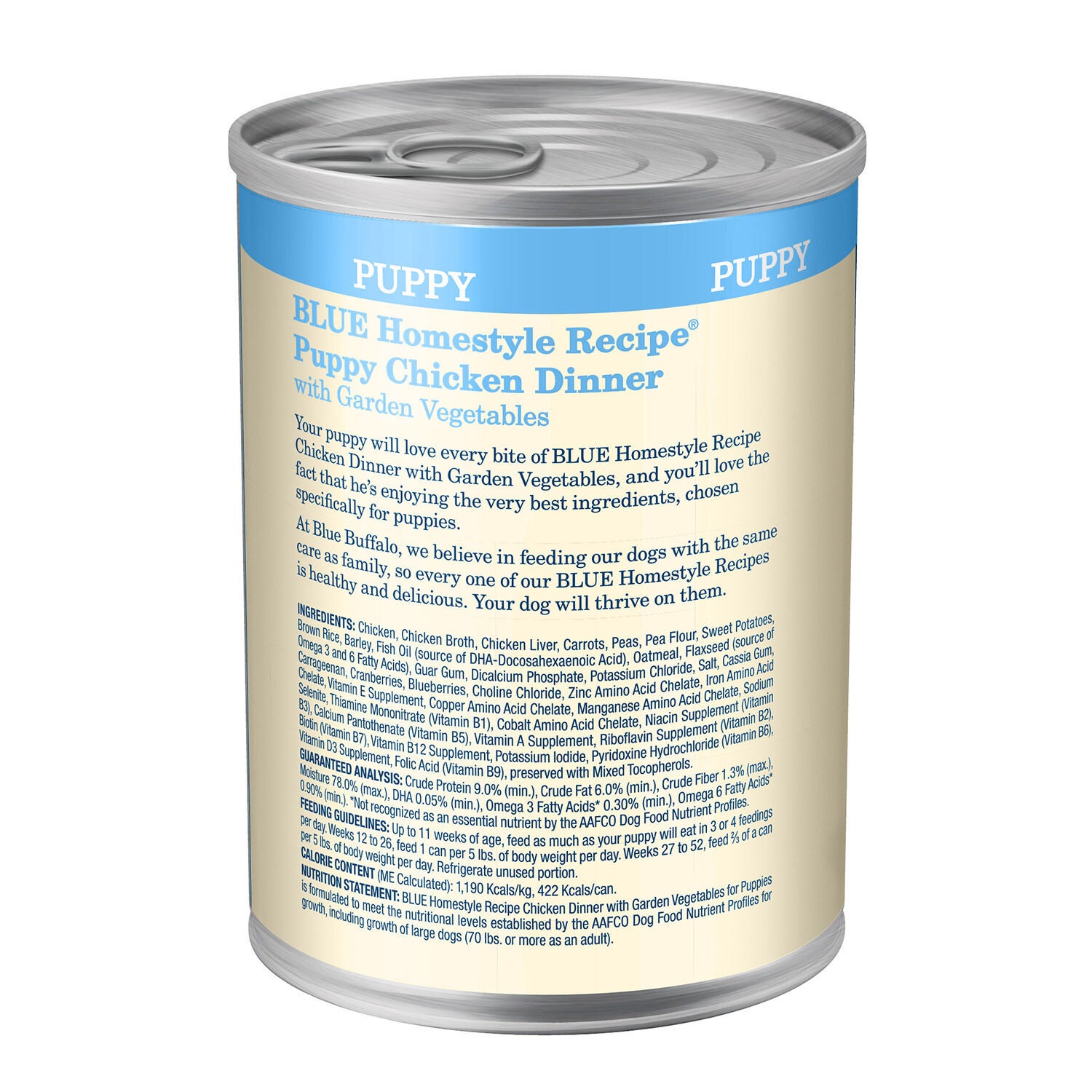 Blue Buffalo Homestyle Recipe Puppy Chicken Dinner With Garden Vegetables Wet Dog Food, 12.5-Oz Pack Of 12