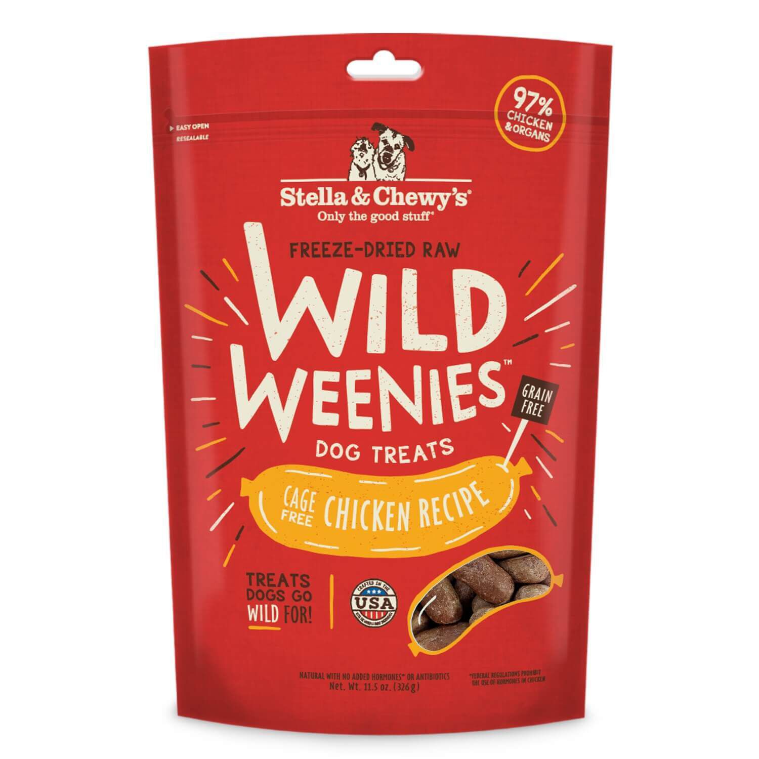 Stella & Chewy's Wild Weenies Freeze Dried Grain Free Dog Treats, Cage Free Chicken Recipe, 11.5-Lb Bag