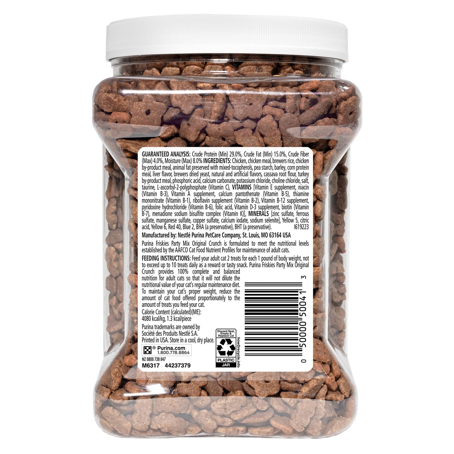 Purina Friskies Party Mix Original Crunch Cat Treats, Chicken With Turkey & Liver Flavor, 30-Oz