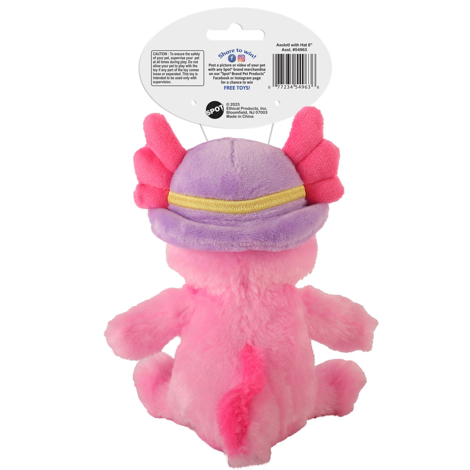 Spot Axolotl With Hat Plush Squeaky Dog Toy, 6" - Assorted