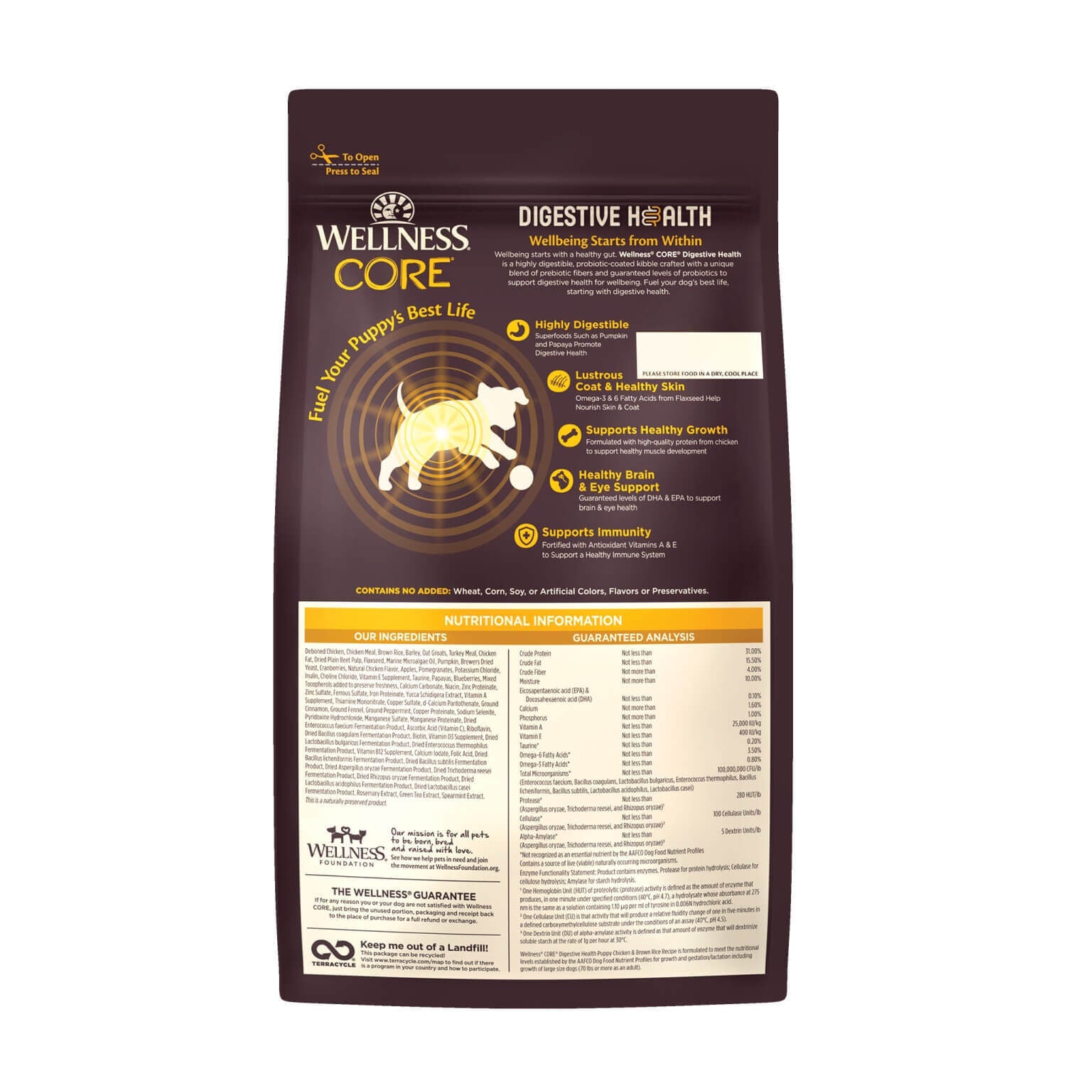 Wellness Core Digestive Health Puppy Chicken With Grains Dry Dog Food