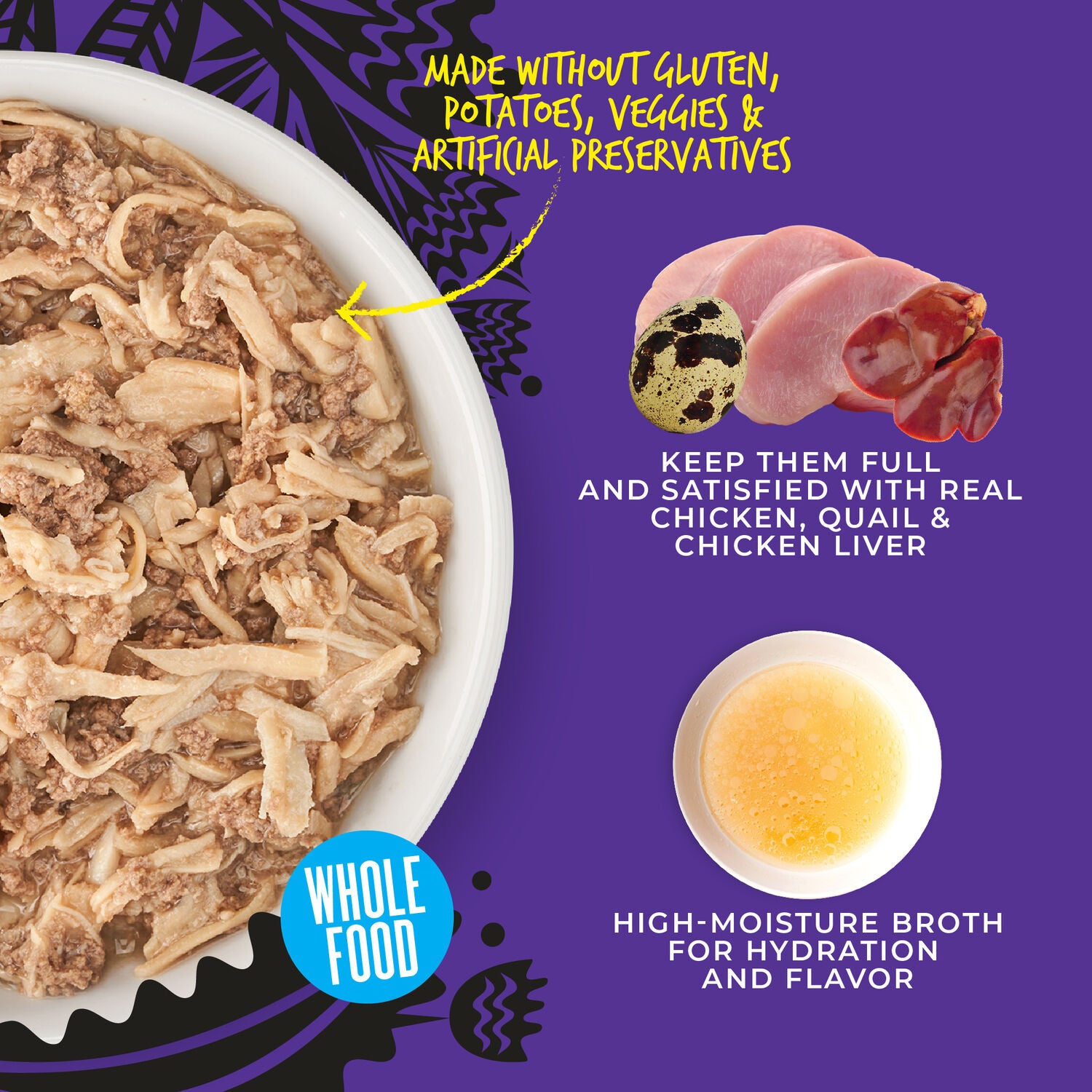 Tiki Cat After Dark Shreds Whole Foods Wet Cat Food, Chicken, Quail & Chicken Liver, 3 Oz. Can