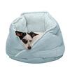 Furhaven Velvet Calming Anti Anxiety Burrow Nest Hug Dog & Cat Bed - Aquamarine 