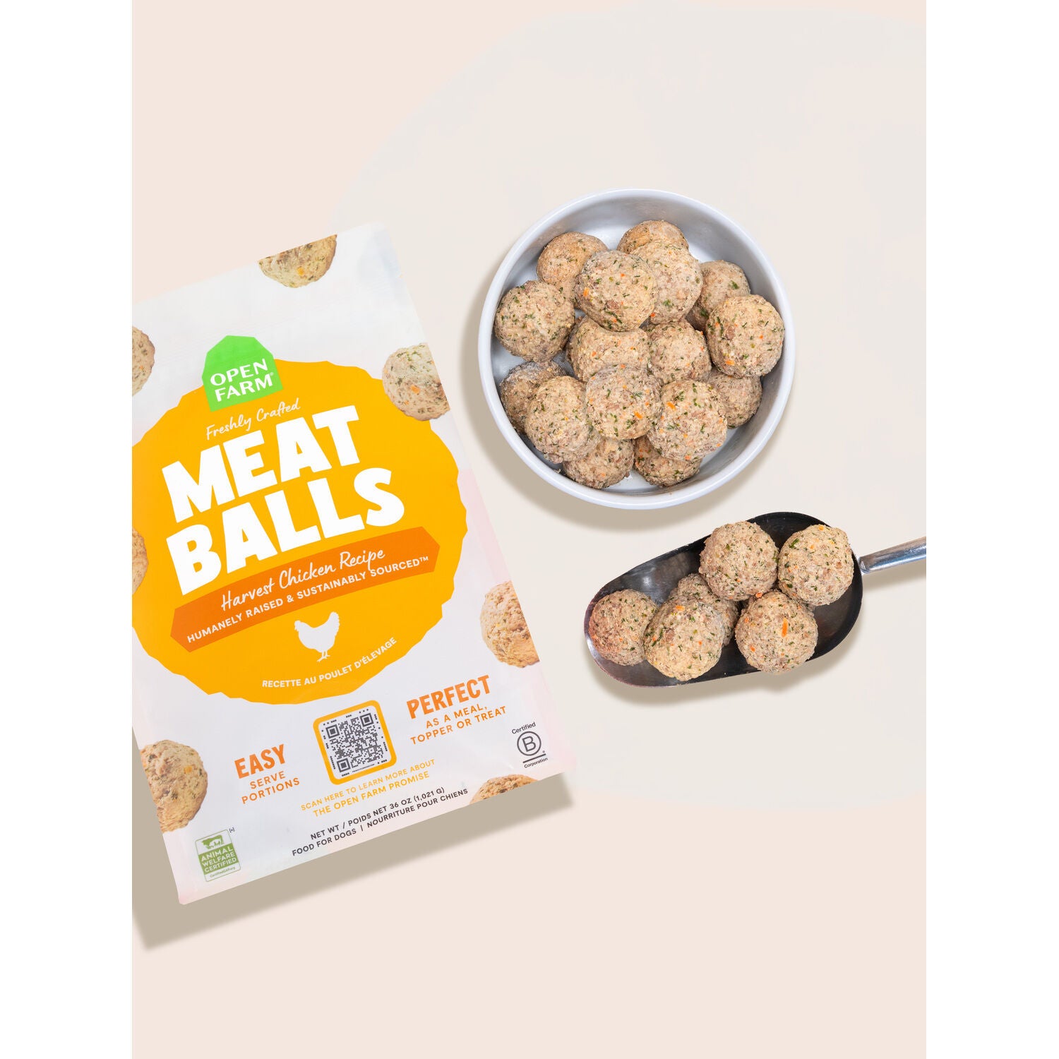 Open Farm Freshly Crafted Meatballs Frozen Dog Food - Harvest Chicken Recipe