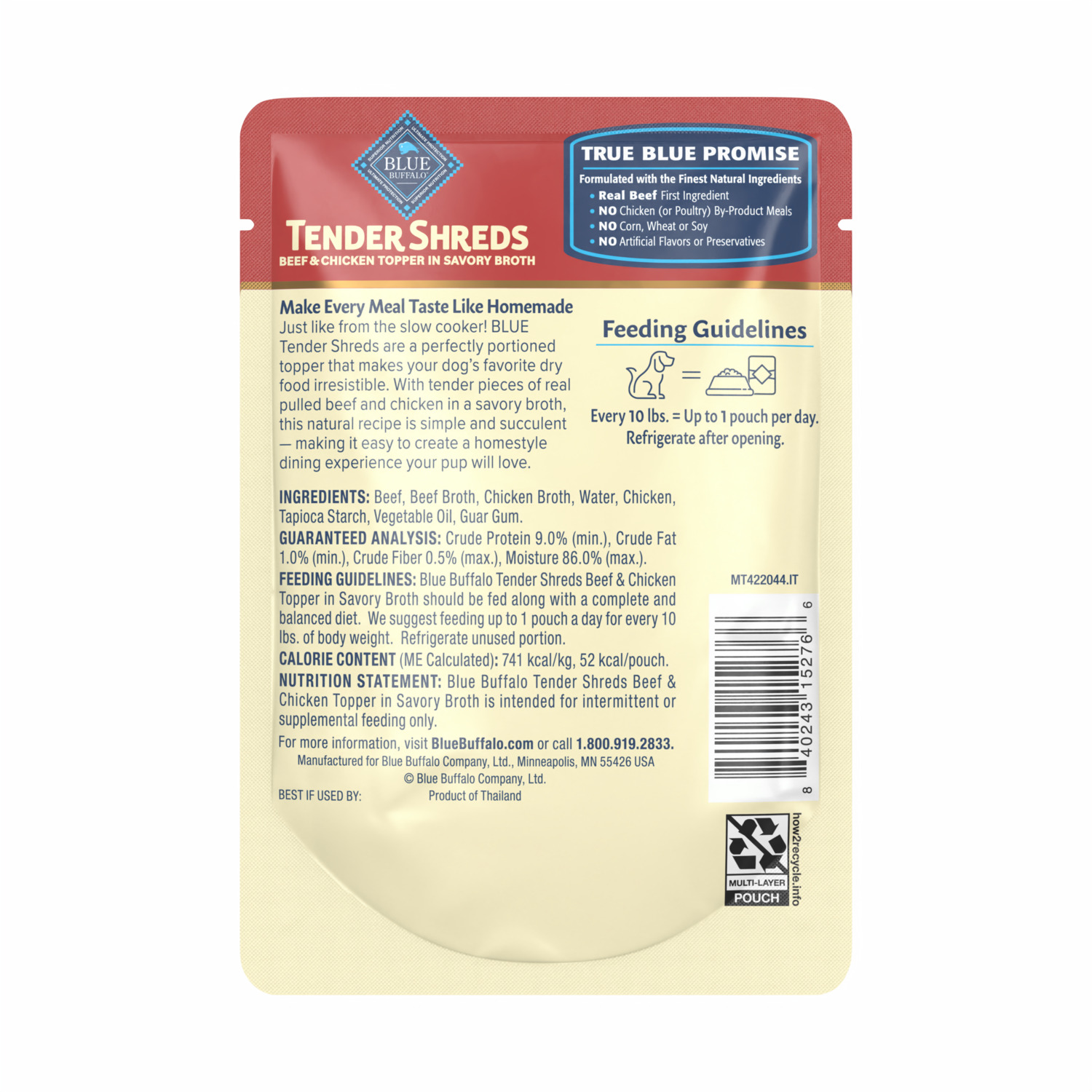 Blue Buffalo Tender Shreds Beef Wet Dog Food Topper In Savory Broth