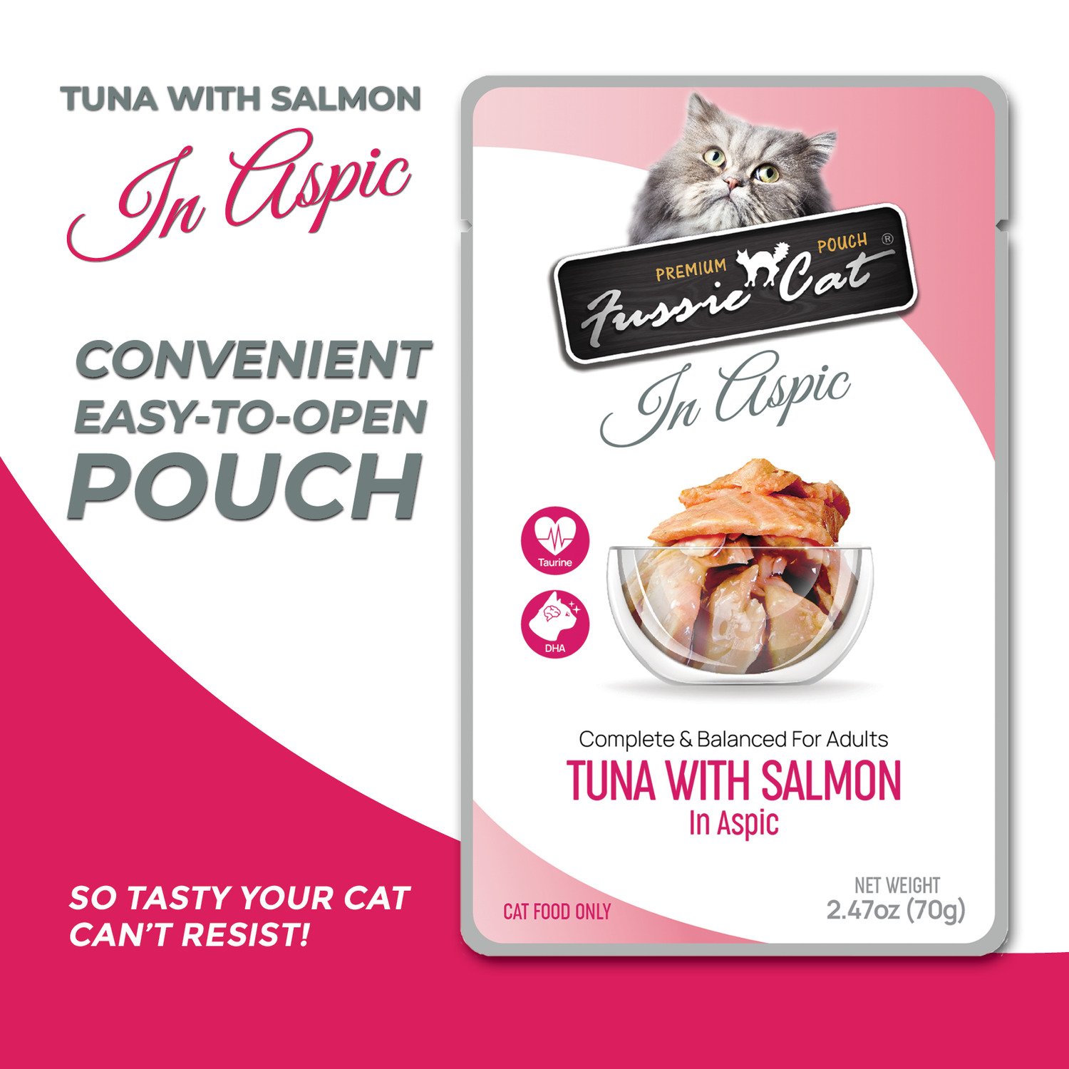 Fussie Cat Premium Tuna With Salmon In Aspic Wet Cat Food, 2.47 Oz