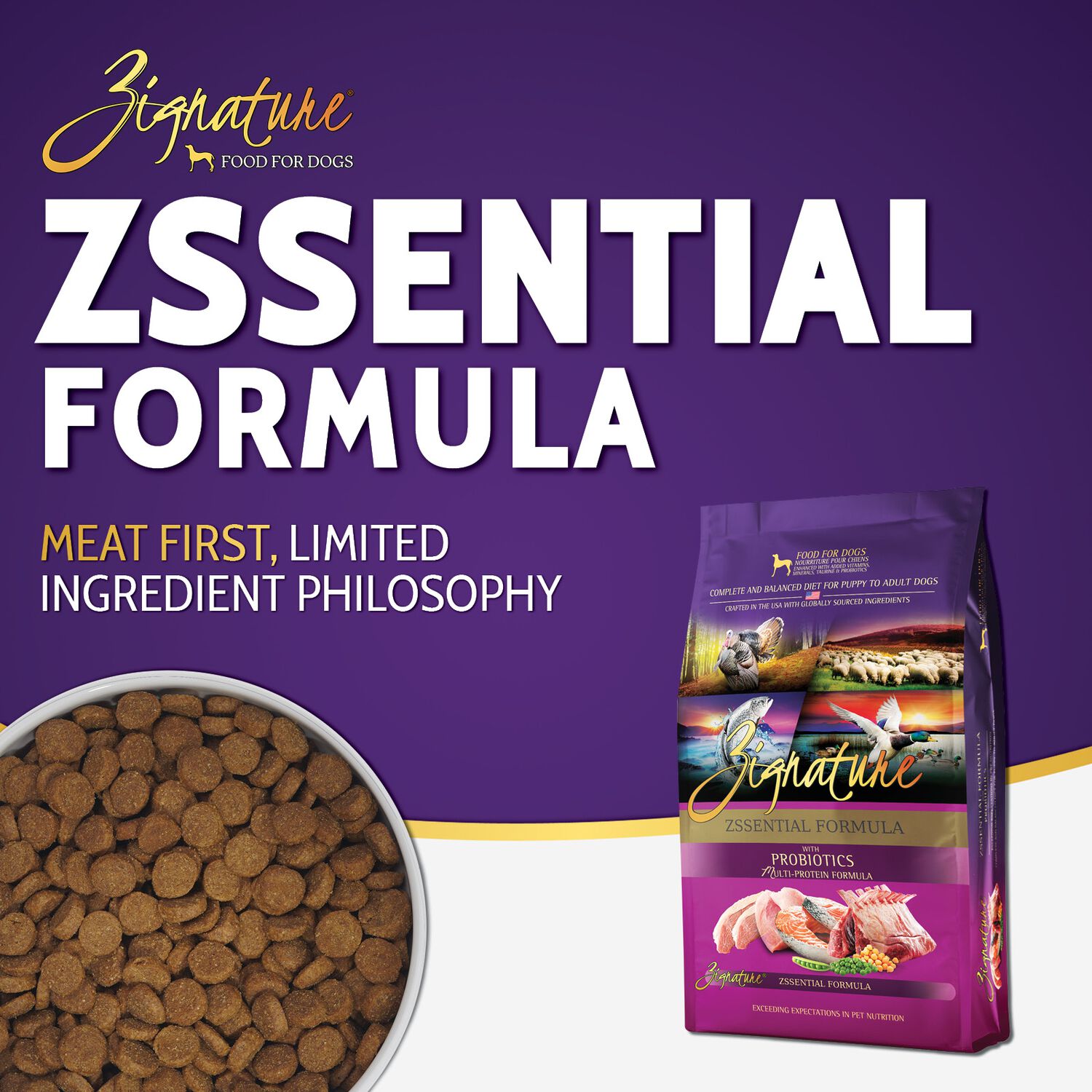 Zignature Zssential Formula Multi-Protein Dry Dog Food, 25-Lb