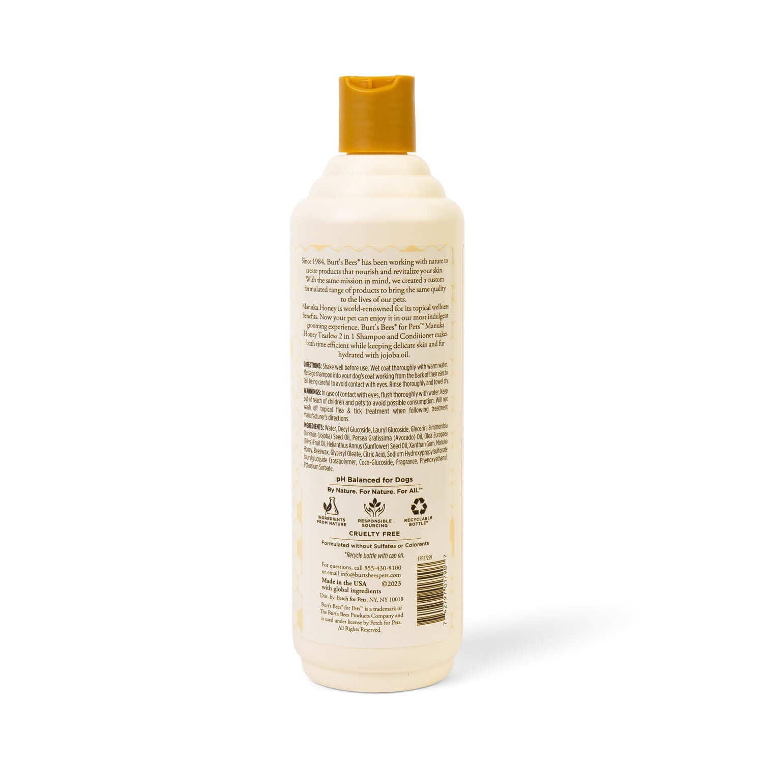 Burt's Bees Manuka Honey Tearless 2 In 1 Dog Shampoo And Conditioner For Puppies With Jojoba Oil, 16-Oz