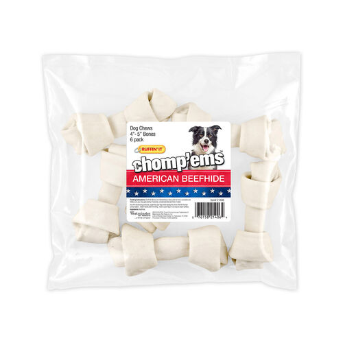 Chomp'Ems American Beefhide Flat Knot Bone Dog Treat