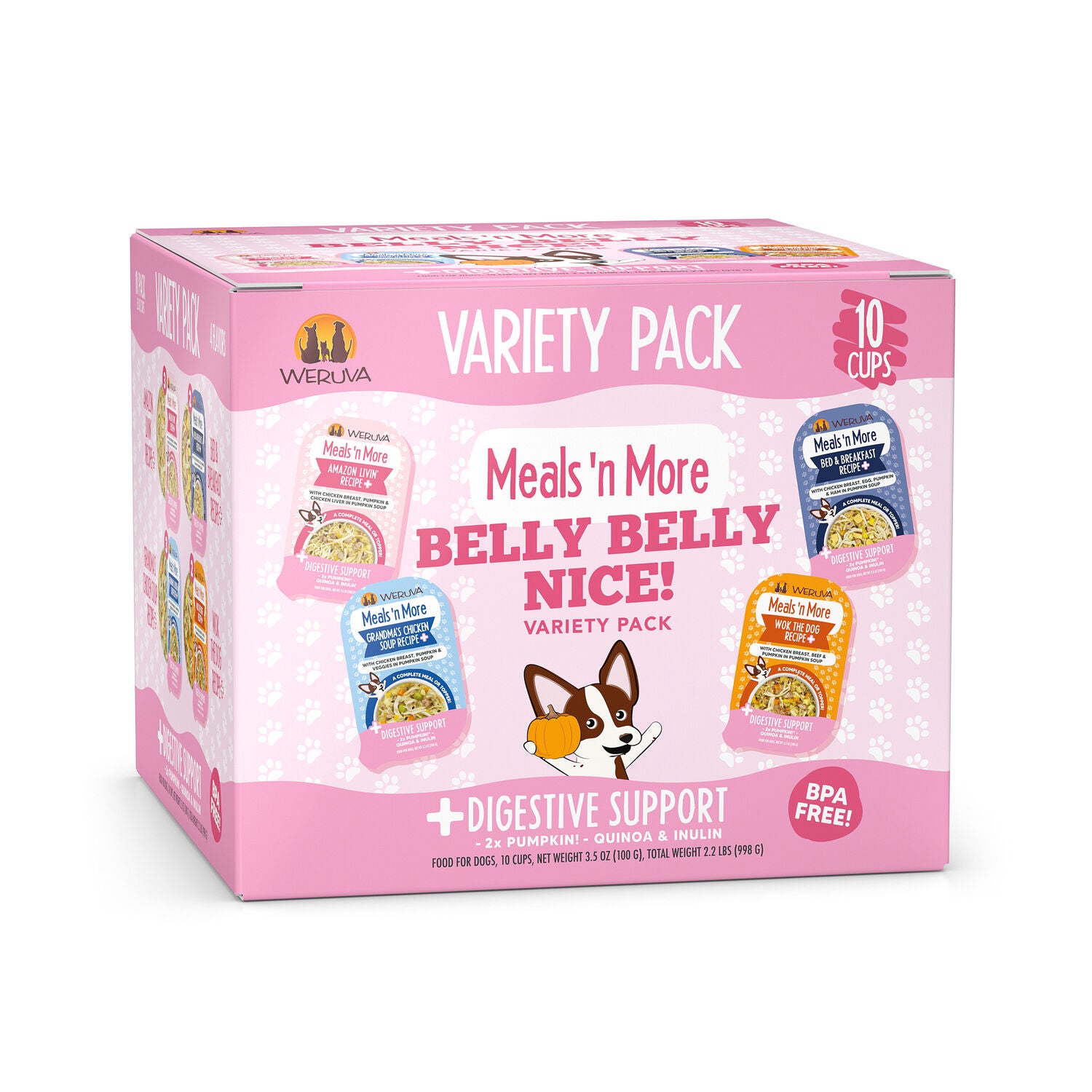 Weruva Meals 'N More Belly Belly Nice! Wet Dog Food, Digestive Support Variety Pack, 3.5-Oz Pack Of 10