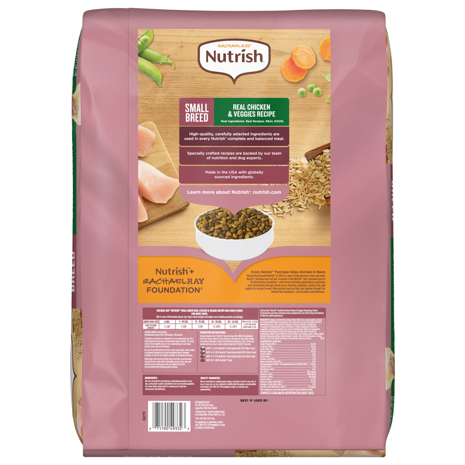 Rachael Ray Nutrish&trade; Small Breed Real Chicken & Veggies Recipe Whole Health Blend Dry Dog Food, 13-Lb Bag