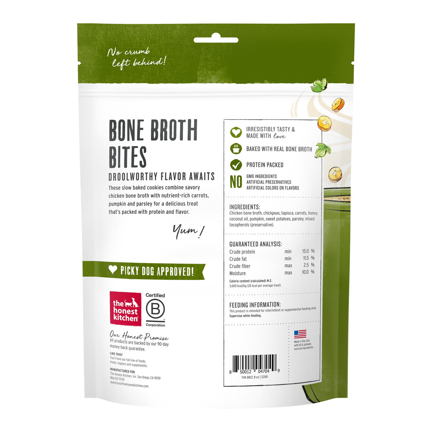 The Honest Kitchen Bone Broth Bites Roasted With Chicken Bone Broth Dog Treats, 8-Oz