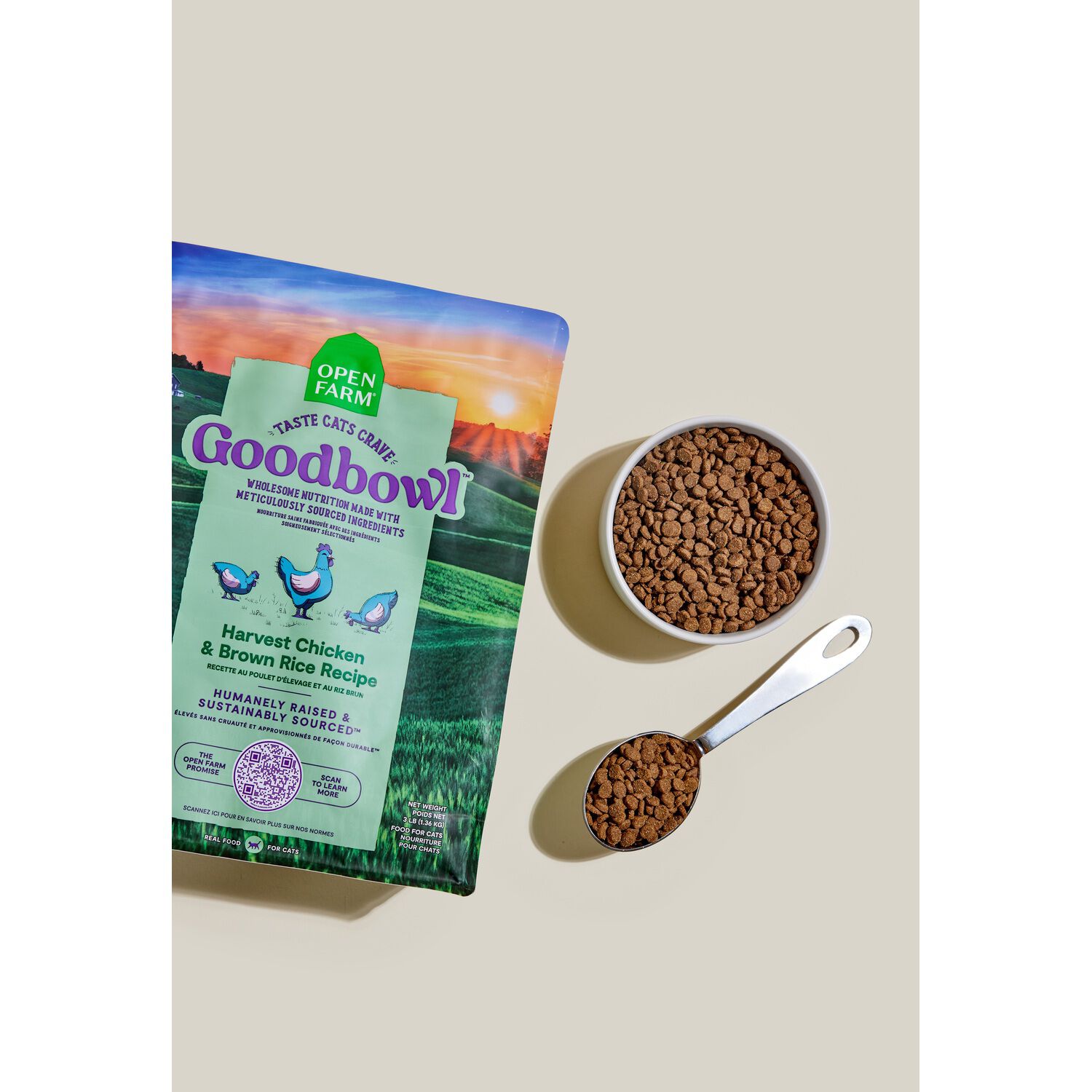 Open Farm Goodbowl Harvest Chicken & Brown Rice Recipe Dry Cat Food, 3Lb