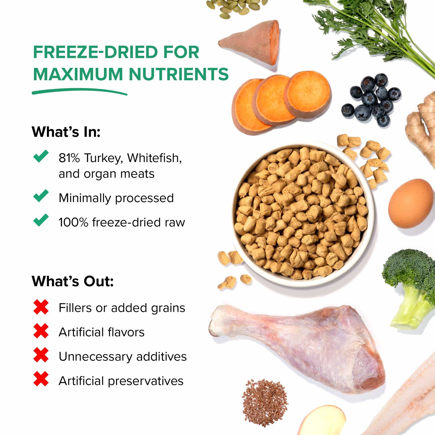 Dr. Marty Nature's Blend Healthy Digestion Freeze-Dried Raw Adult Dog Food, 48-Oz Bag