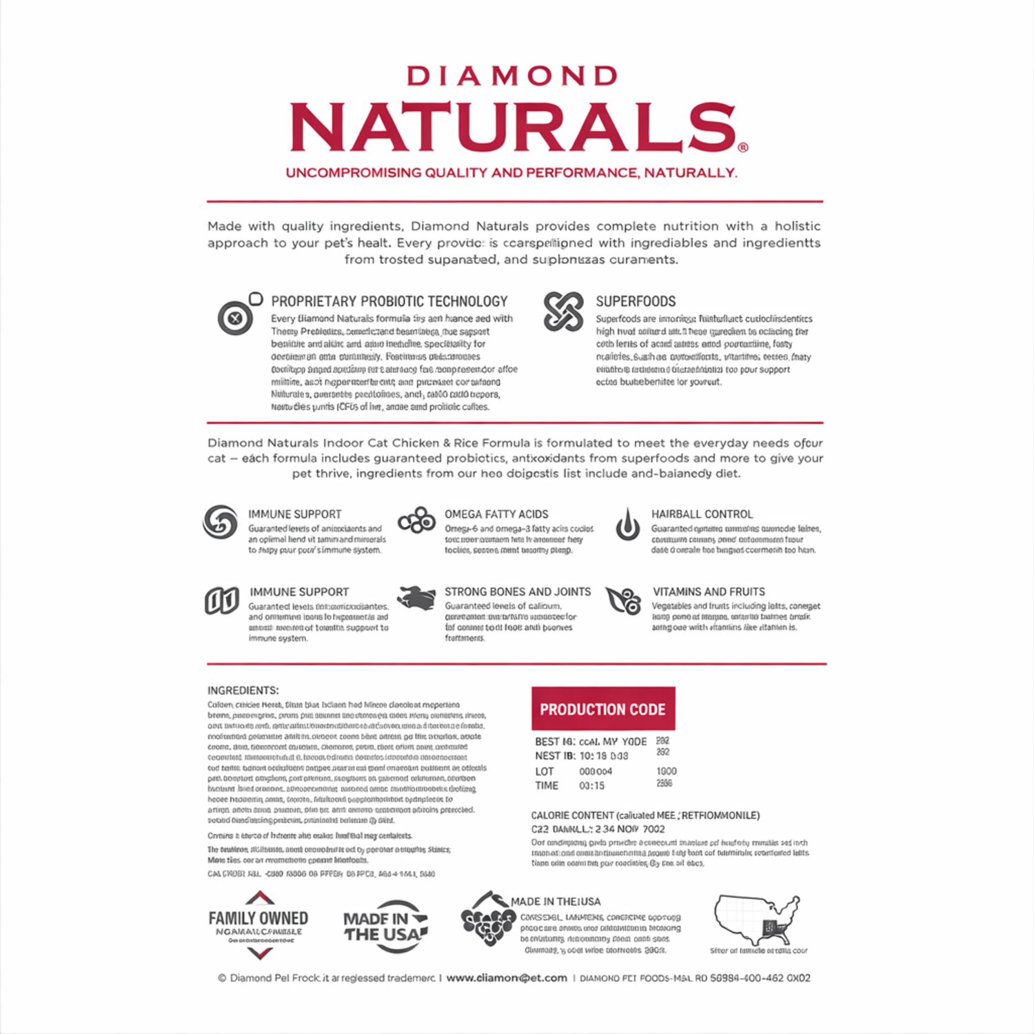 Diamond Naturals Indoor Cat Chicken & Rice Formula Dry Cat Food, 18-Lb Bag