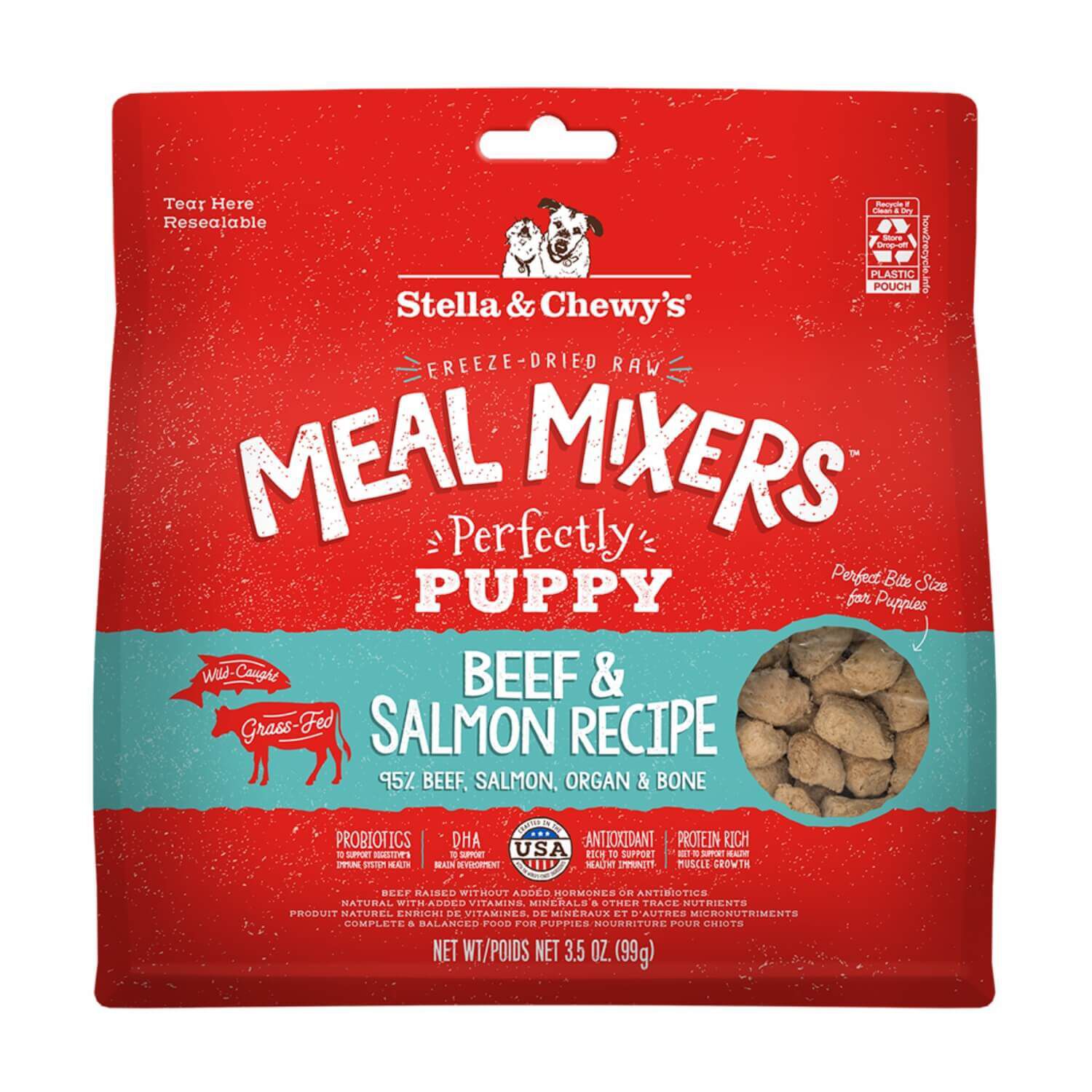 Stella & Chewy's Freeze Dried Raw Meal Mixers Perfectly Puppy Beef & Salmon Recipe Dog Food Topper