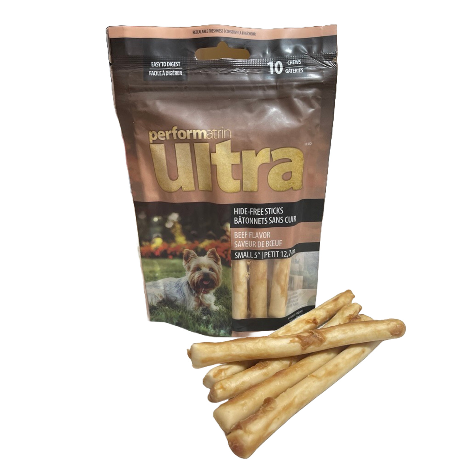 Performatrin Ultra Hide-Free Sticks Beef Recipe Dog Treats, 5-In, 10-Pack