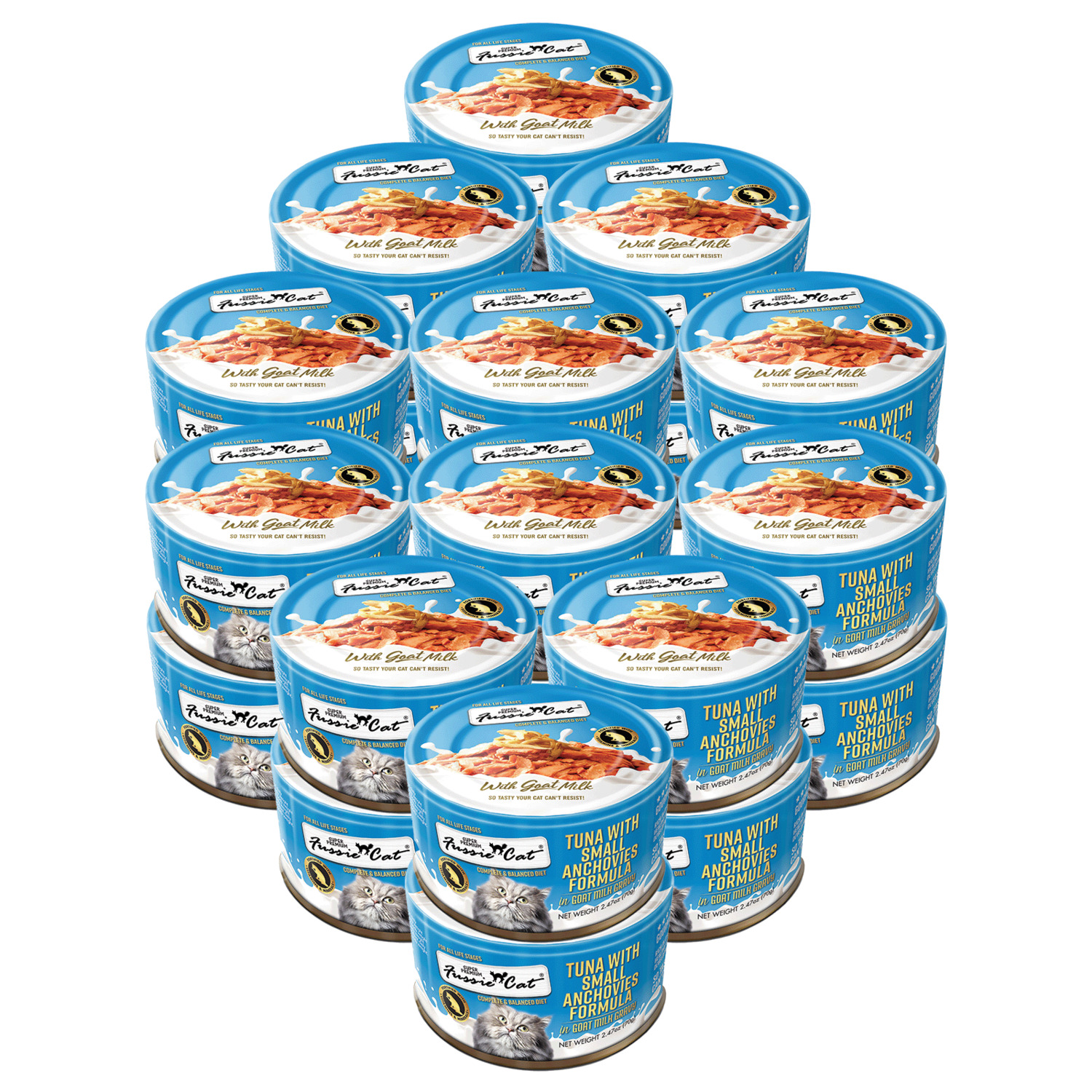 Fussie Cat Premium Tuna With Small Anchovies In Goat Milk Wet Cat Food, 2.47Oz