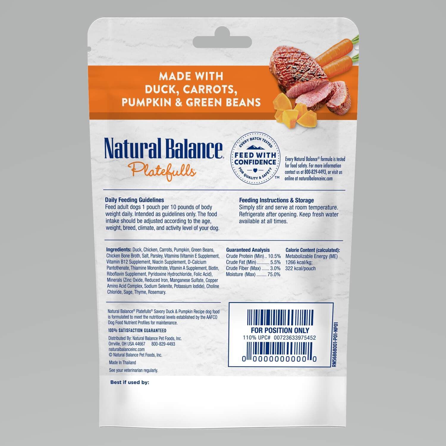 Natural Balance Original Ultra Platefulls Savory Duck & Pumpkin Recipe Wet Dog Food, 9-Oz