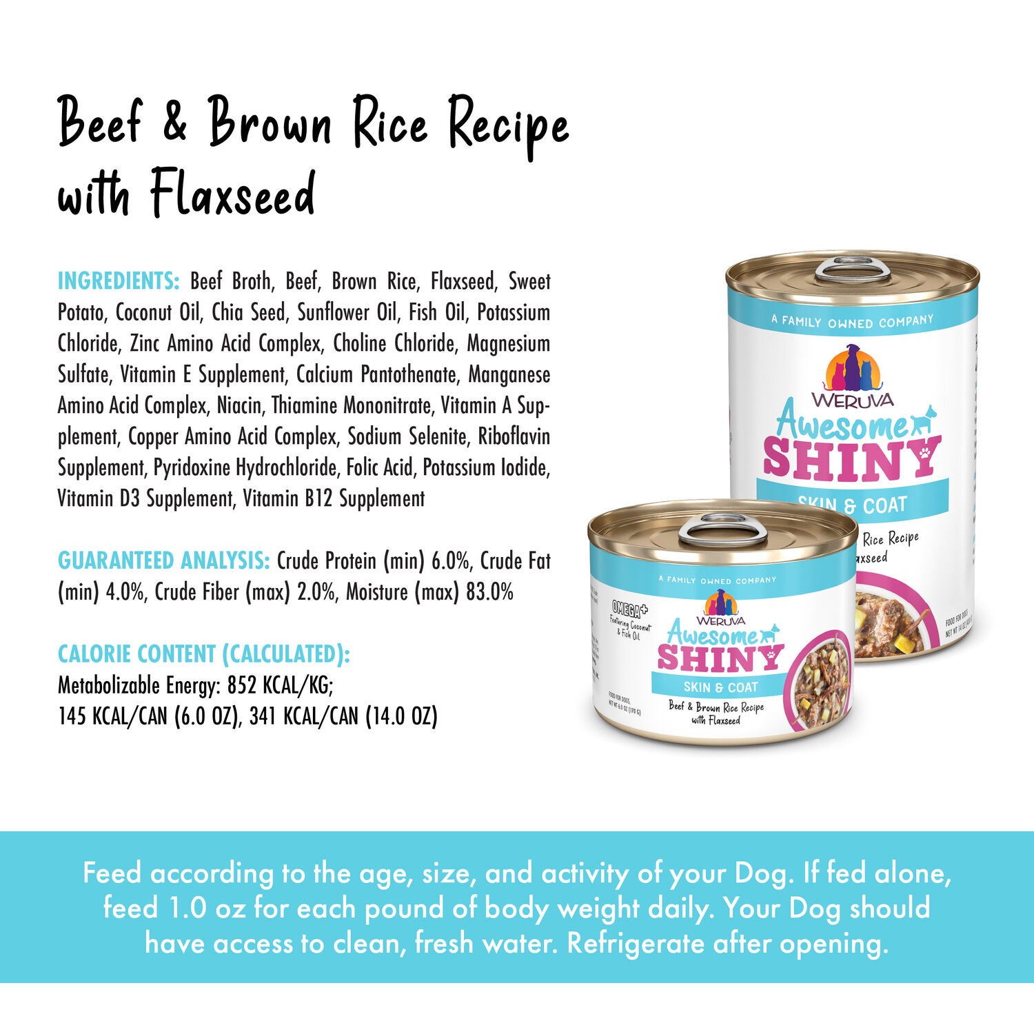 Weruva Awesome Shiny Beef And Brown Rice Recipe With Flaxseed Wet Dog Food, 6-Oz