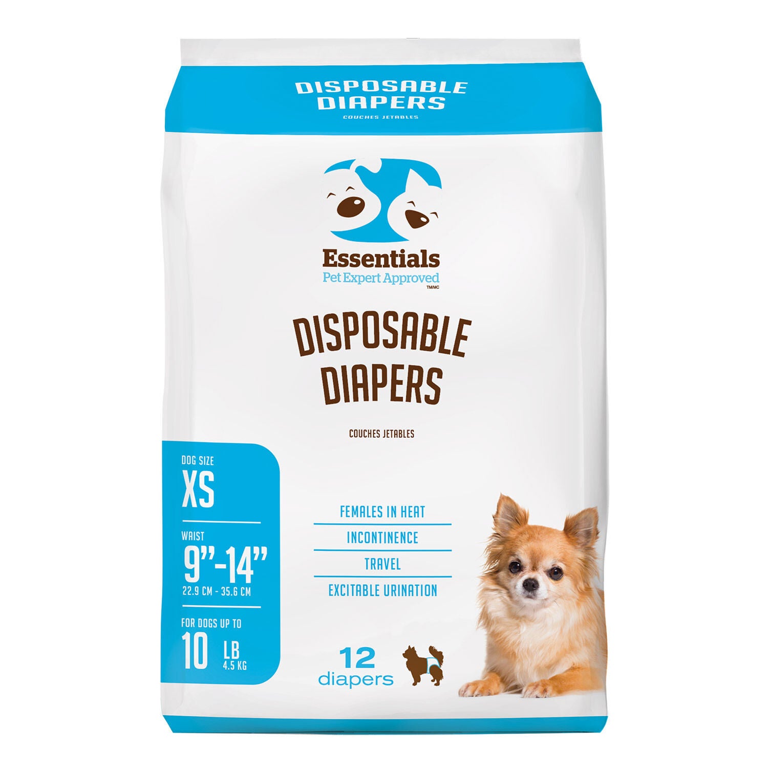 Essentials Disposable Dog Diapers 12 Pack 1 L Pet Supermarket