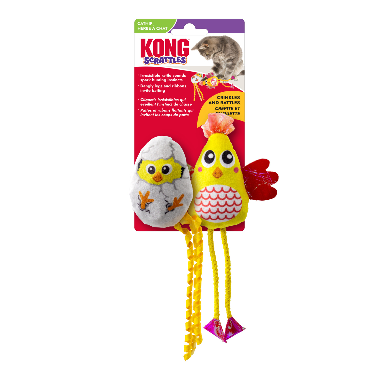 Kong Scrattles Chicken & Egg Catnip Cat Toys, 2-Pack